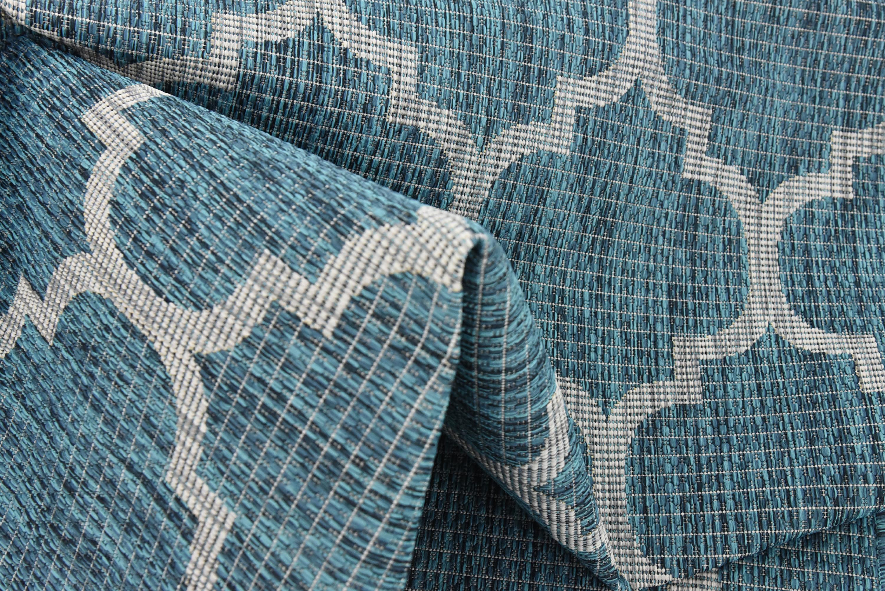Teal 6' x 9' Outdoor Trellis Rug eSaleRugs