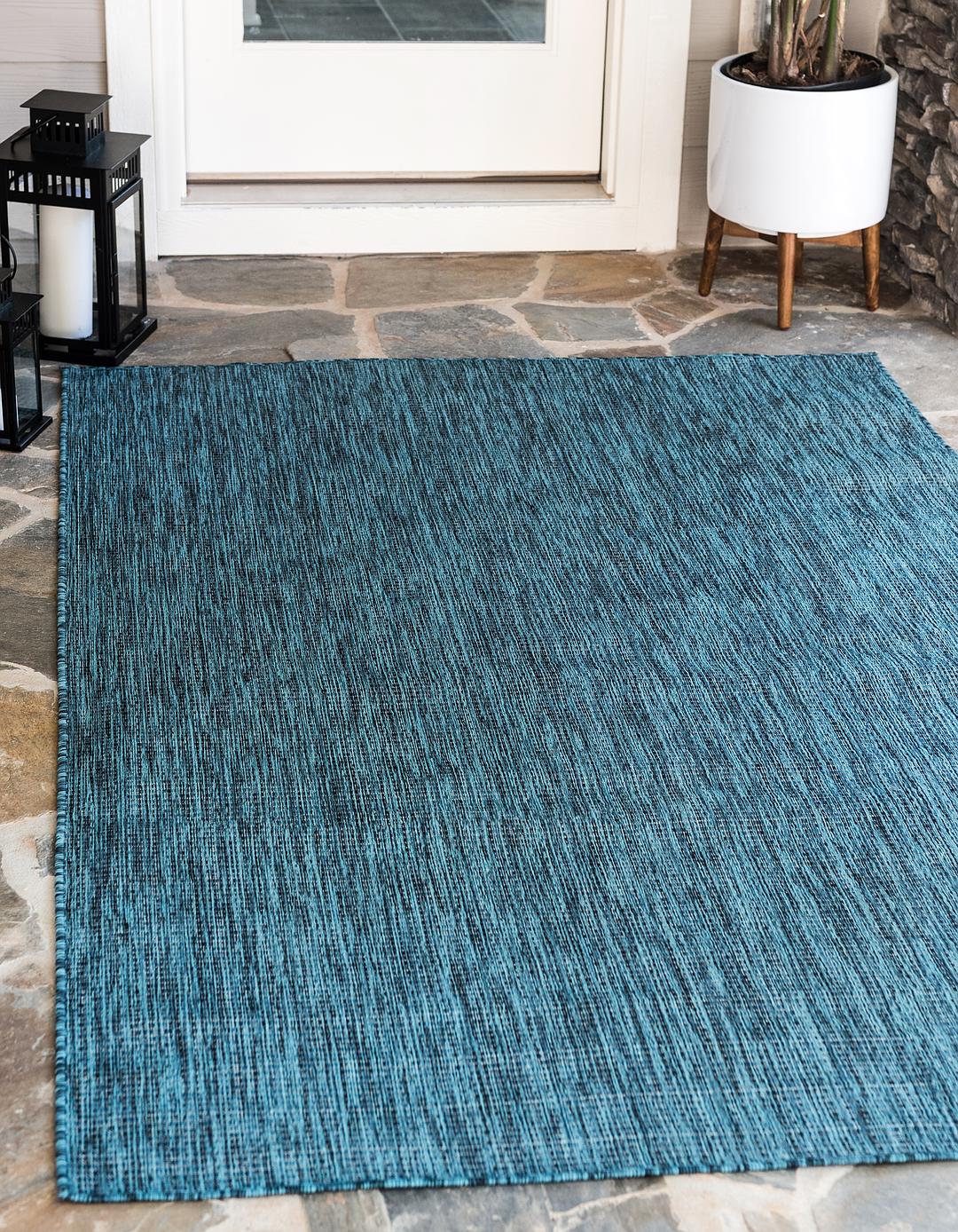 Teal 9' x 12' Outdoor Solid Rug iRugs UK