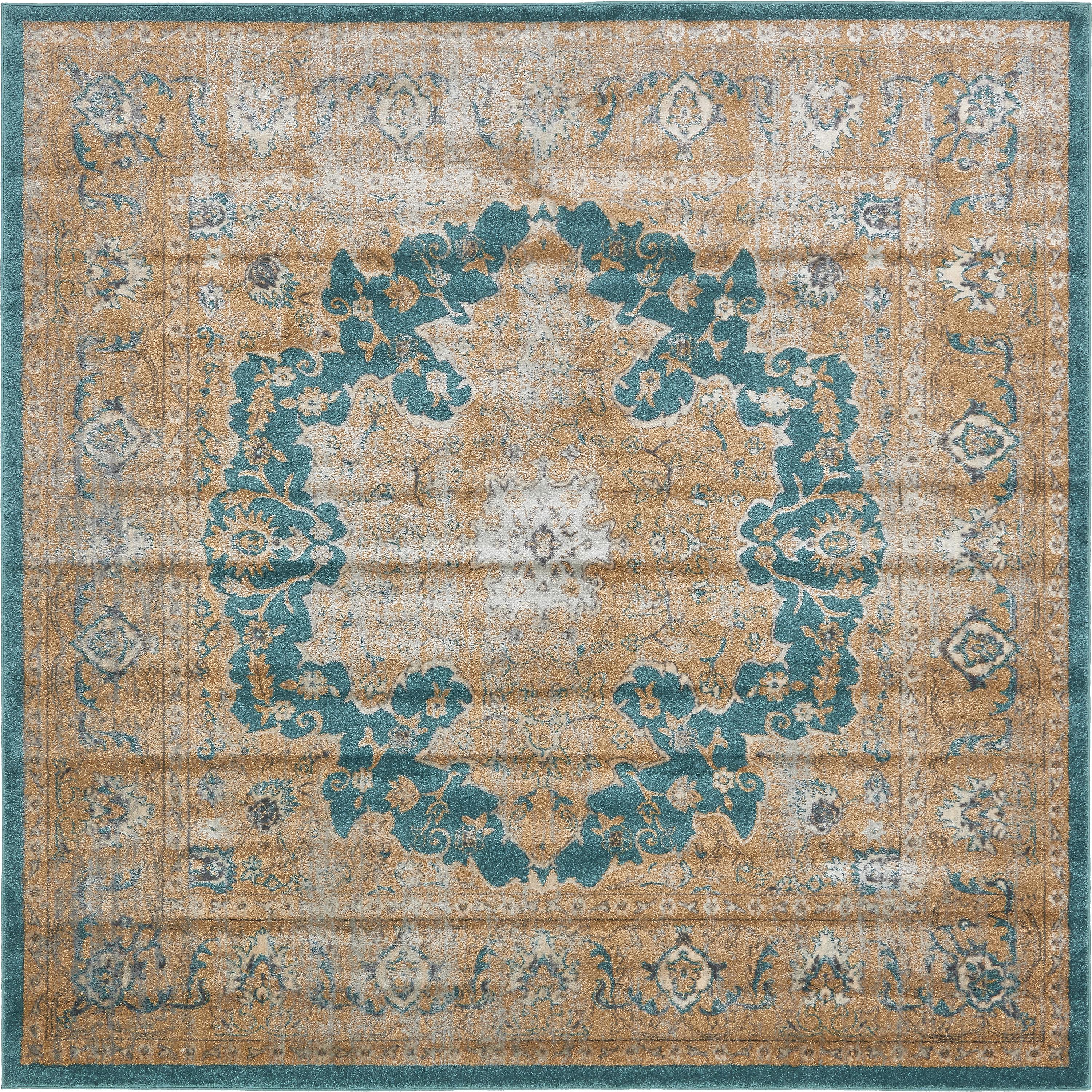 Teal 8' x 8' Aria Square Rug eSaleRugs