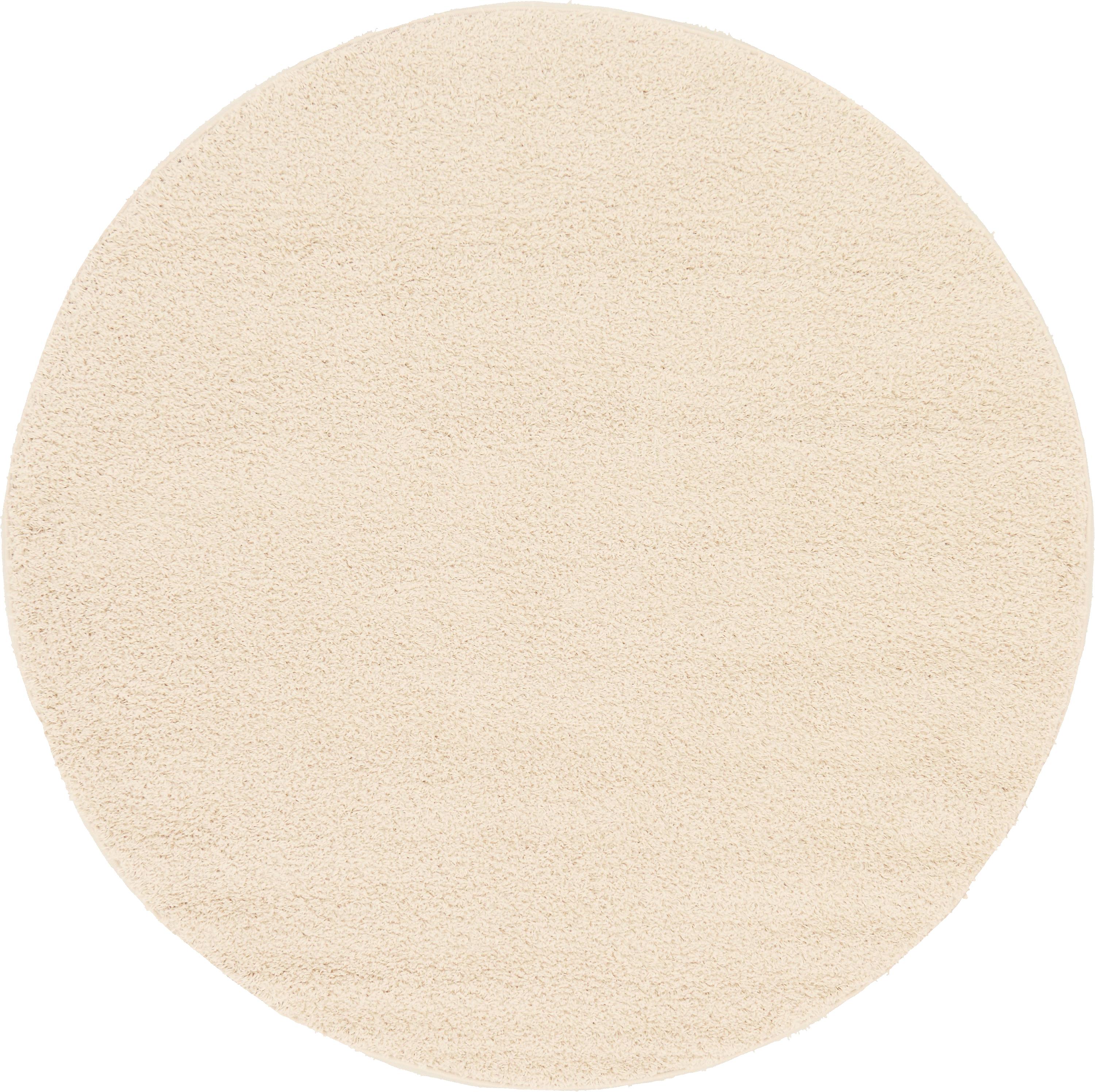 Cream 6' x 6' Solid Frieze Round Rug Rugs.ca