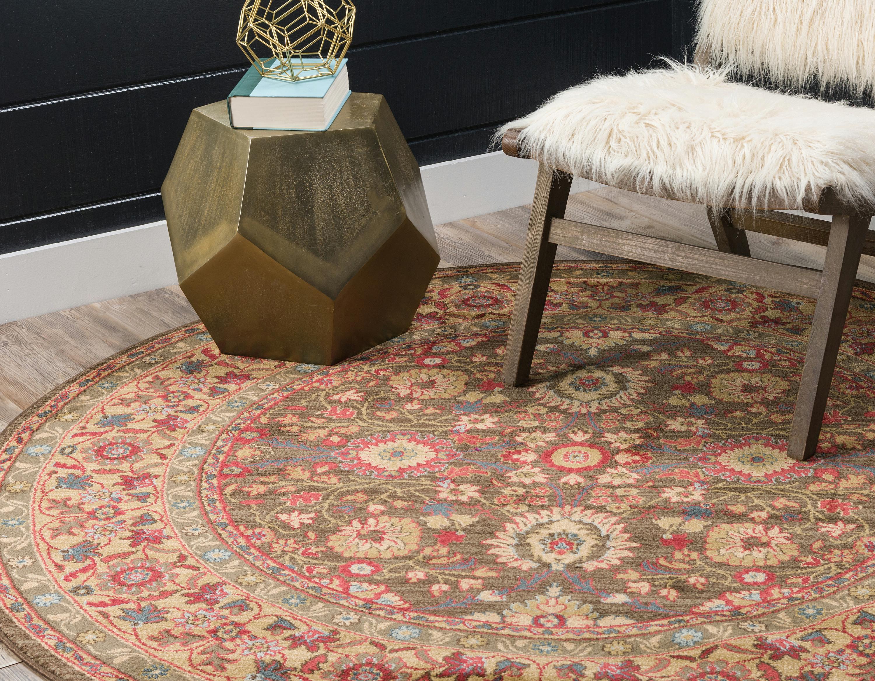 Light Brown 6' x 6' Kensington Round Rug iRugs UK