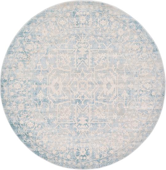 Light Blue 6' x 6' New Vintage Round Rug Area Rugs Rugs.ca