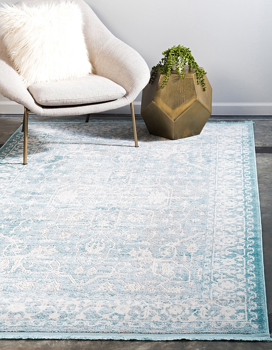 Light Blue 8' x 10' New Vintage Rug Area Rugs eSaleRugs
