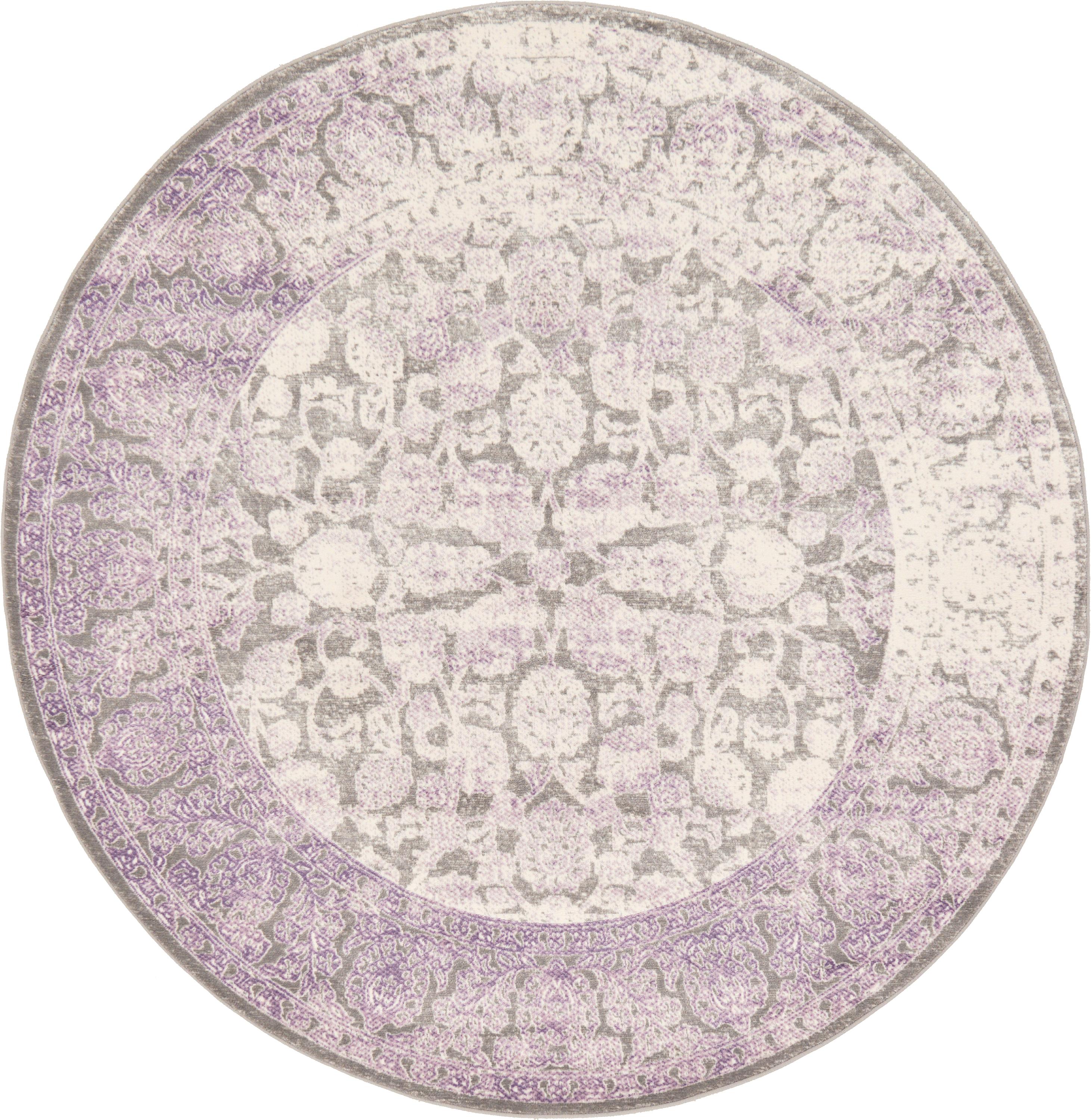 Light Gray 6' x 6' New Vintage Round Rug eSaleRugs