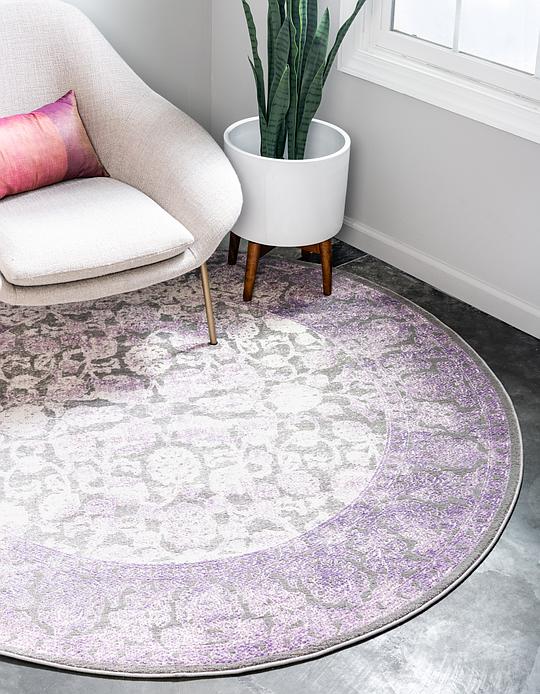 Light Gray 8 X New Vintage Round Rug Area Rugs Irugs Uk Main Image Of Rug