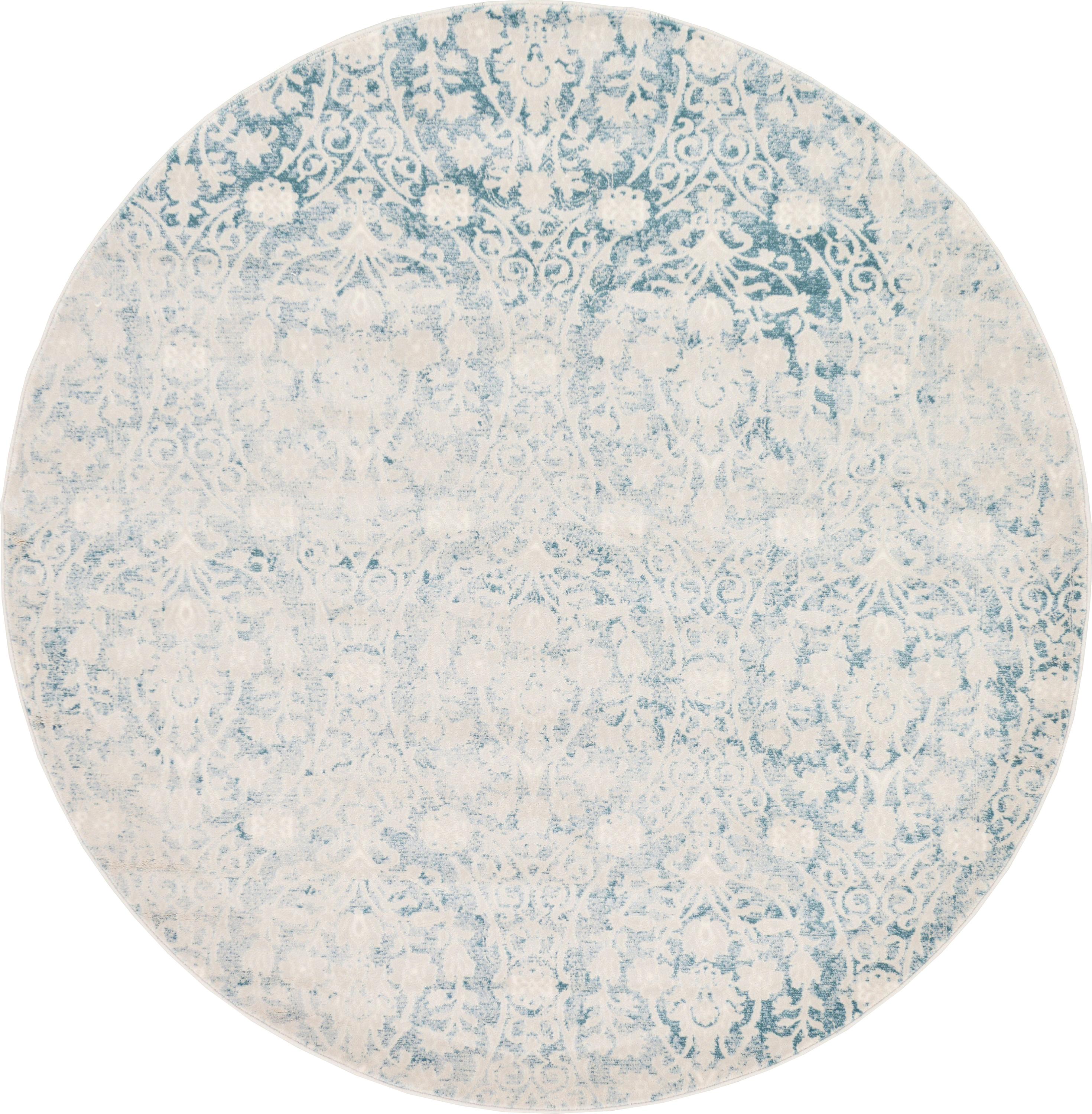 Light Blue 6' x 6' New Vintage Round Rug Rugs.ca