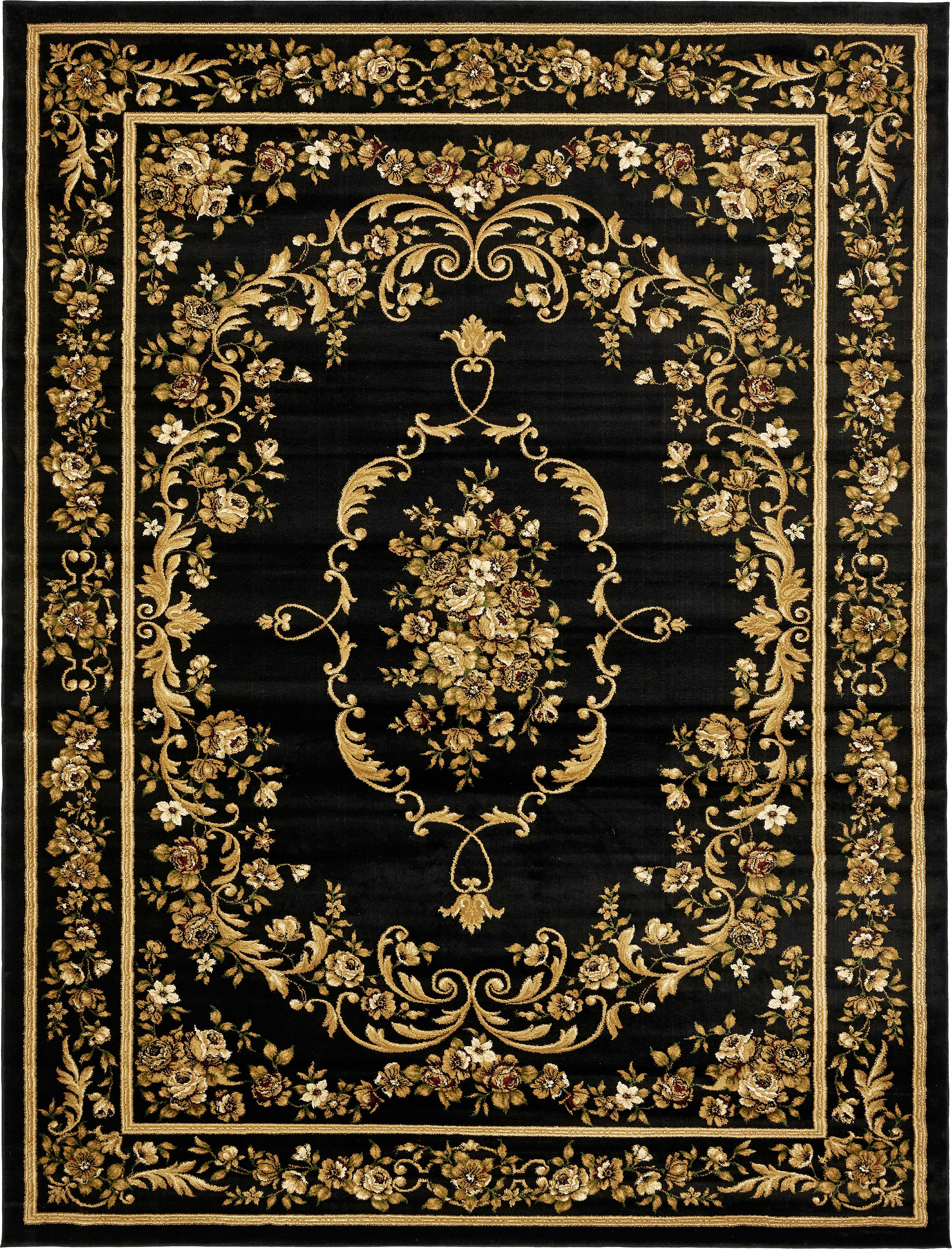 Black 9' 10 x 13' Classic Aubusson Rug eSaleRugs