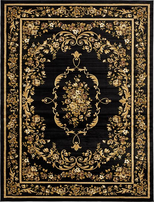 Black 9' 10 x 13' Classic Aubusson Rug Area Rugs eSaleRugs