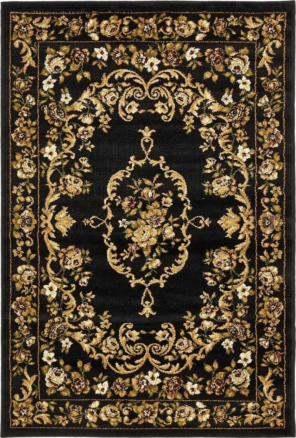 Black 3' 3 x 5' Classic Aubusson Rug Area Rugs eSaleRugs