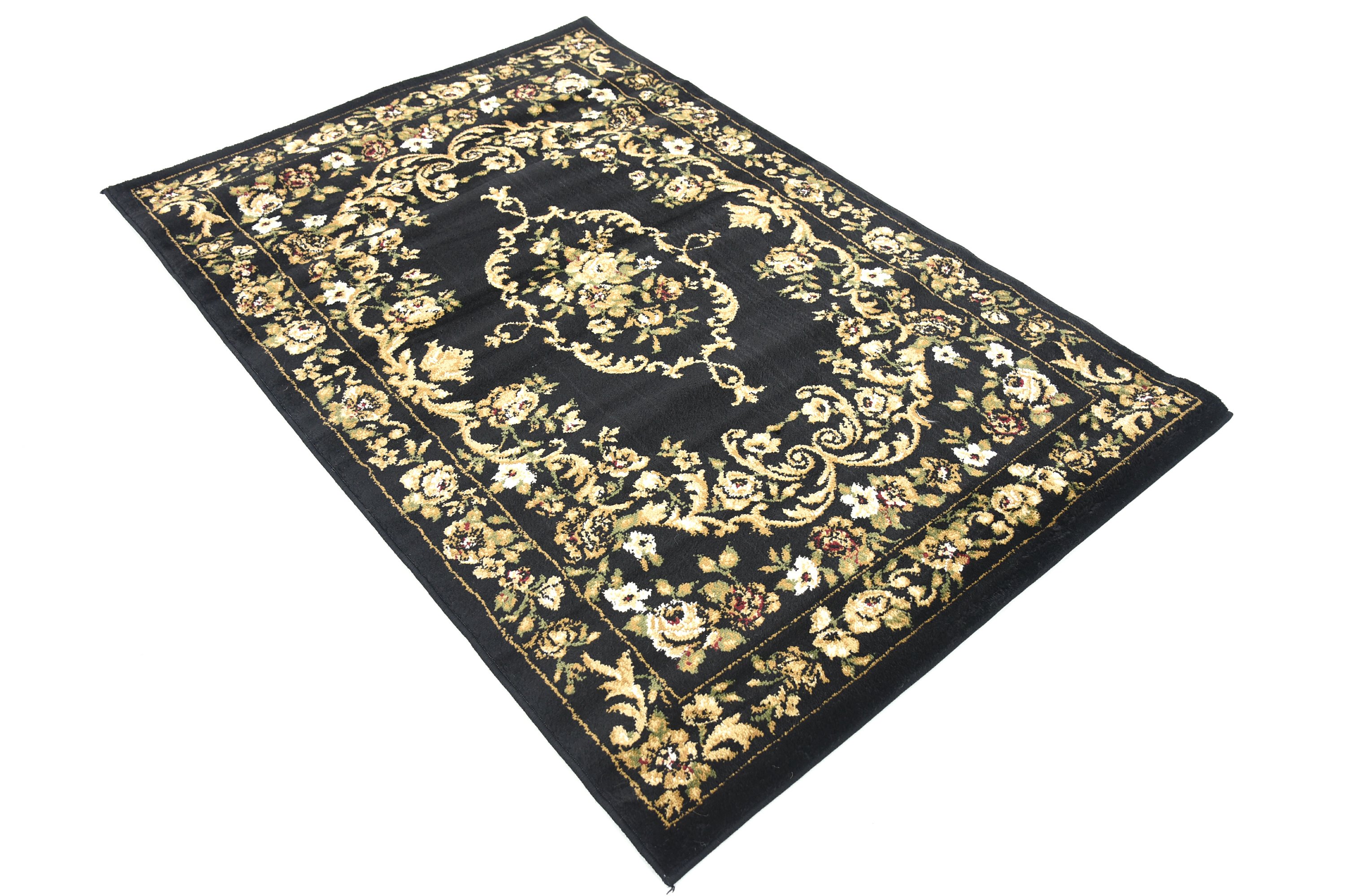 Black 3' 3 x 5' Classic Aubusson Rug Area Rugs eSaleRugs