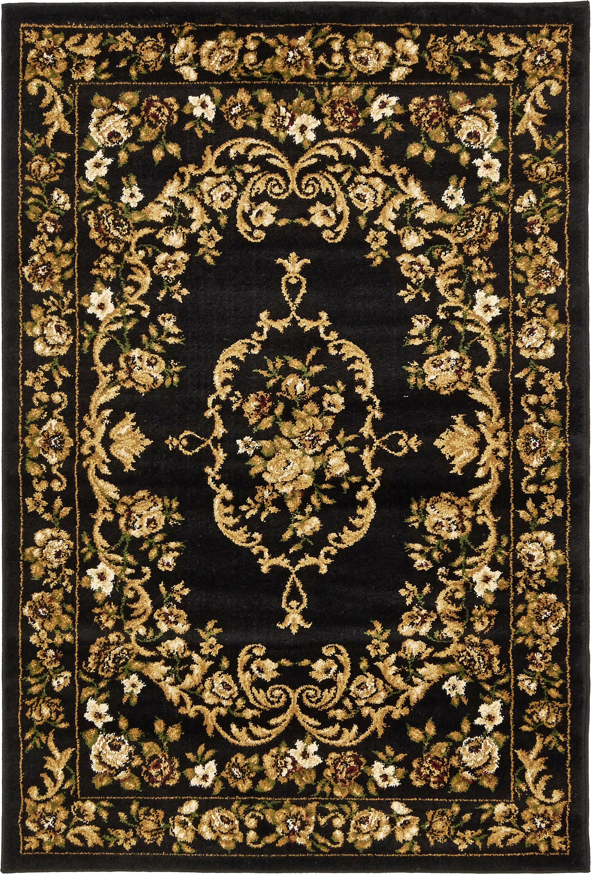 Black 3' 3 x 5' Classic Aubusson Rug Area Rugs eSaleRugs