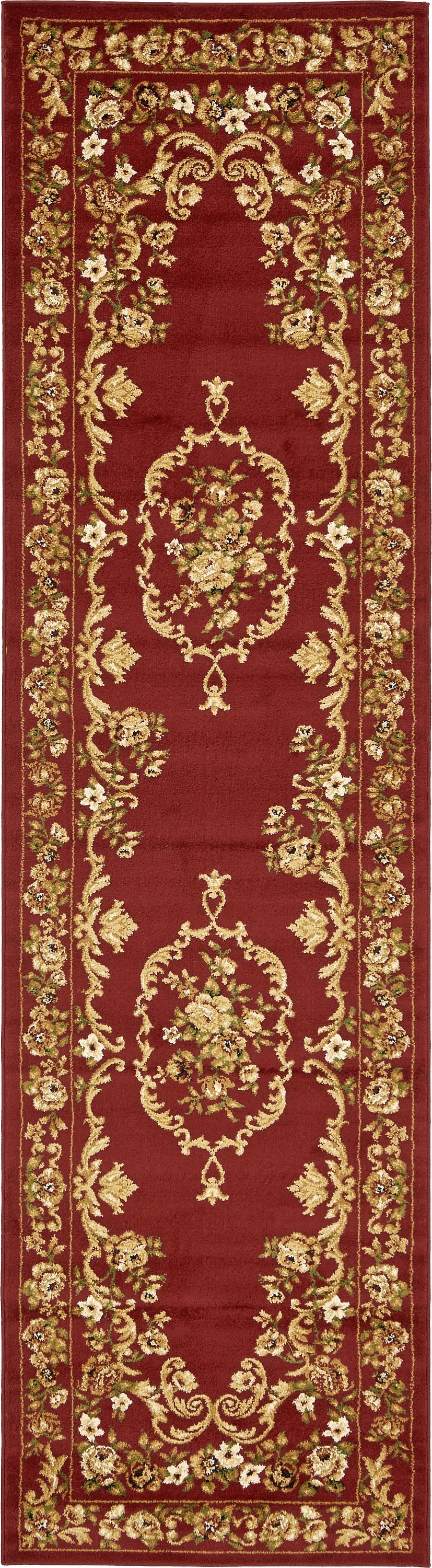 Burgundy 2' 7 x 10' Classic Aubusson Runner Rug eSaleRugs