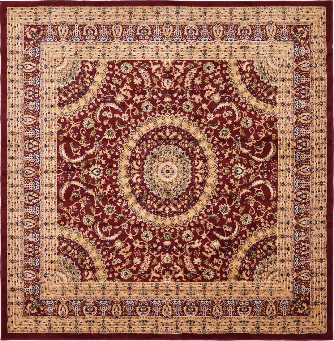Burgundy 8' x 8' Mashad Design Square Rug Area Rugs eSaleRugs