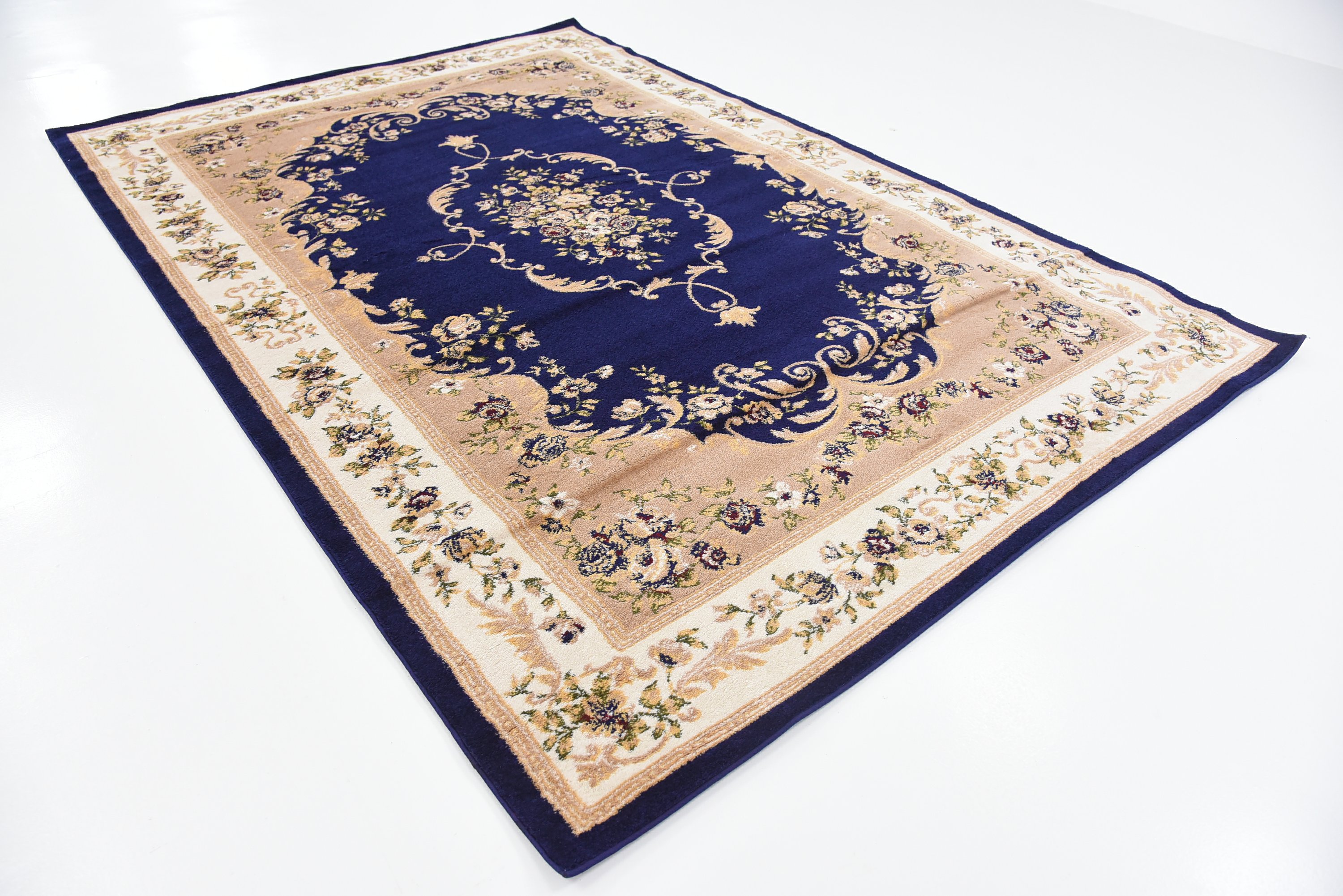 Navy Blue 7' x 10' Classic Aubusson Rug Area Rugs eSaleRugs