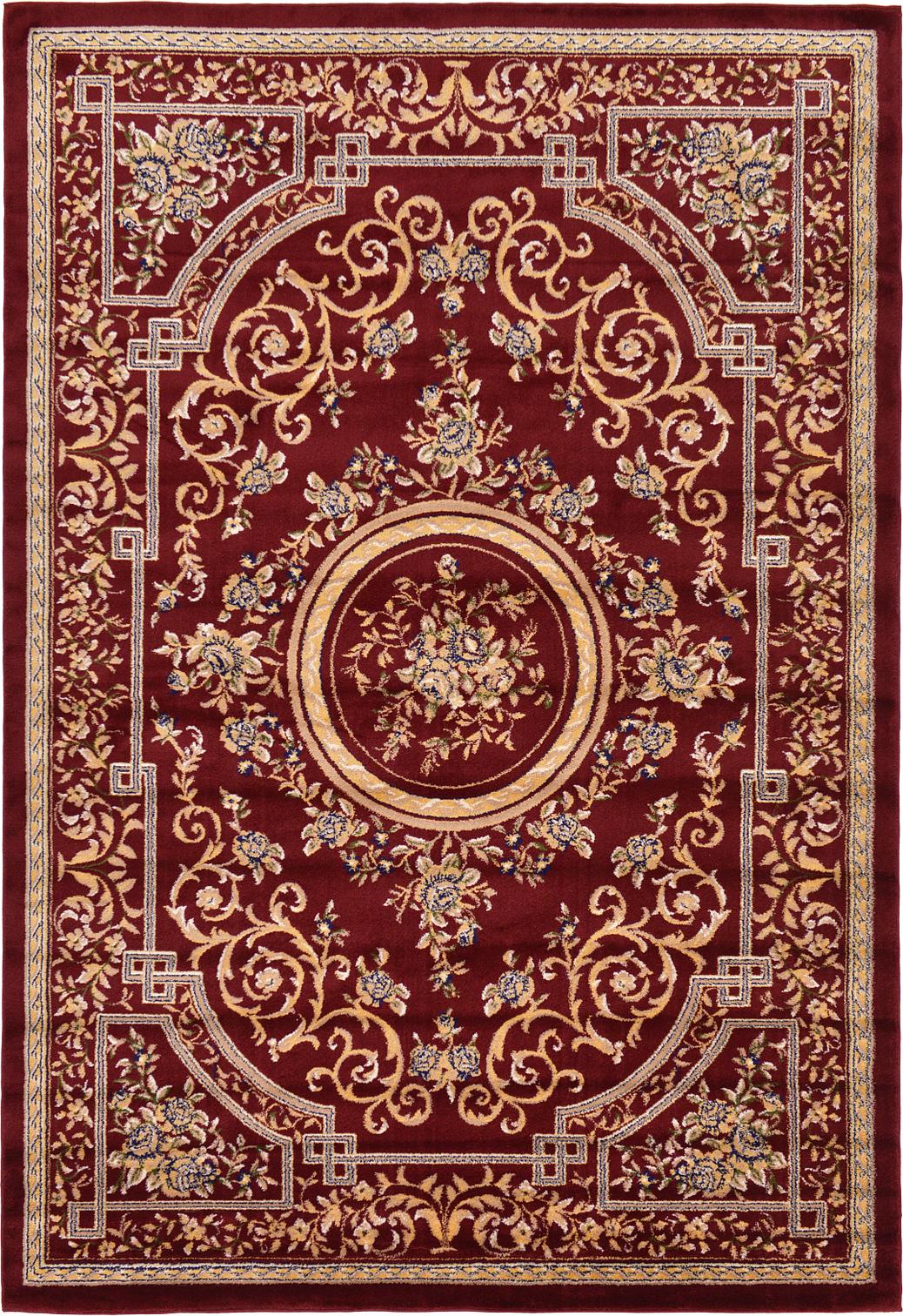 Burgundy 7' x 10' Classic Aubusson Rug Area Rugs eSaleRugs