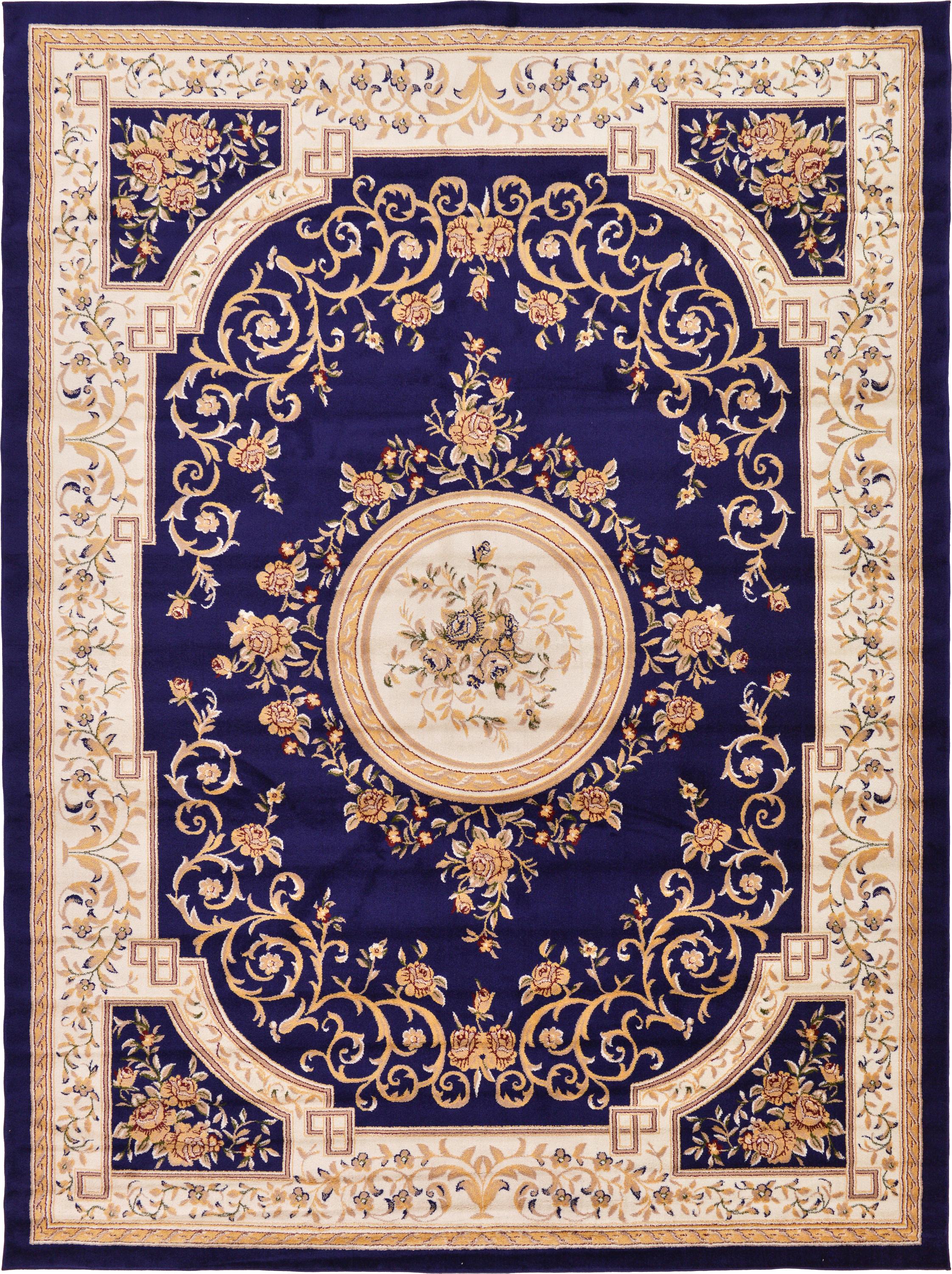 Navy Blue 10' x 13' Classic Aubusson Rug eSaleRugs
