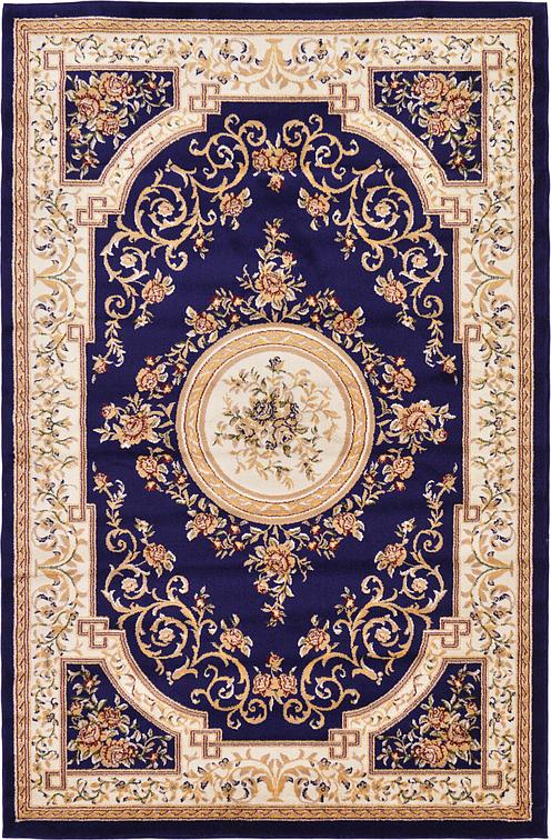 Navy Blue 6 X 9 Classic Aubusson Rug Area Rugs Erugs Main Image Of Rug