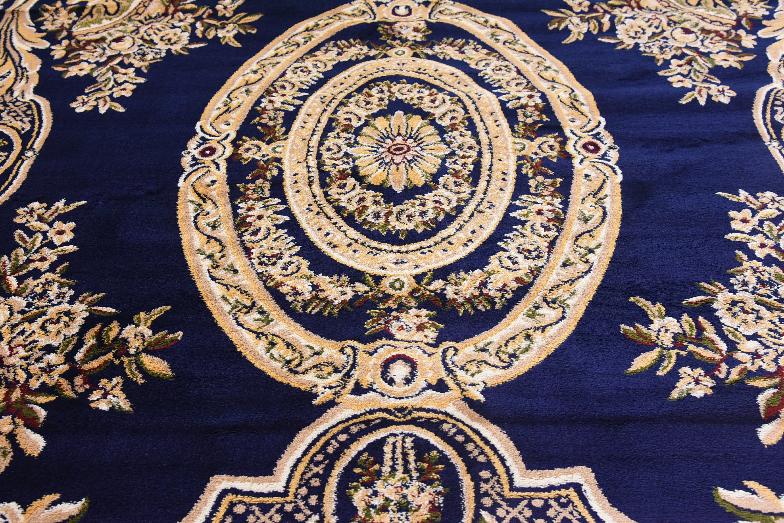 Navy Blue 8' x 8' Classic Aubusson Square Rug Area Rugs eSaleRugs