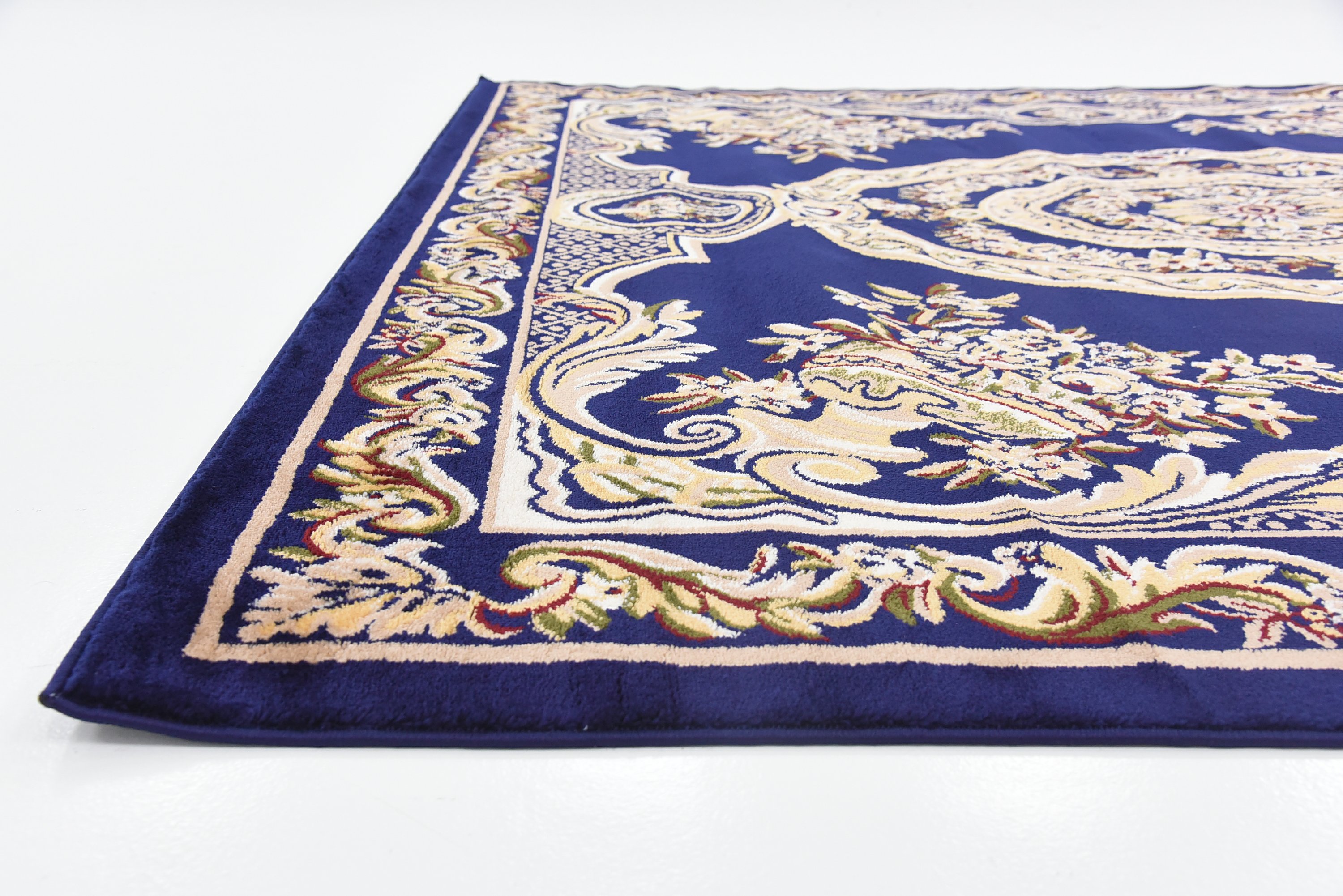 Navy Blue 8' x 8' Classic Aubusson Square Rug Area Rugs eSaleRugs