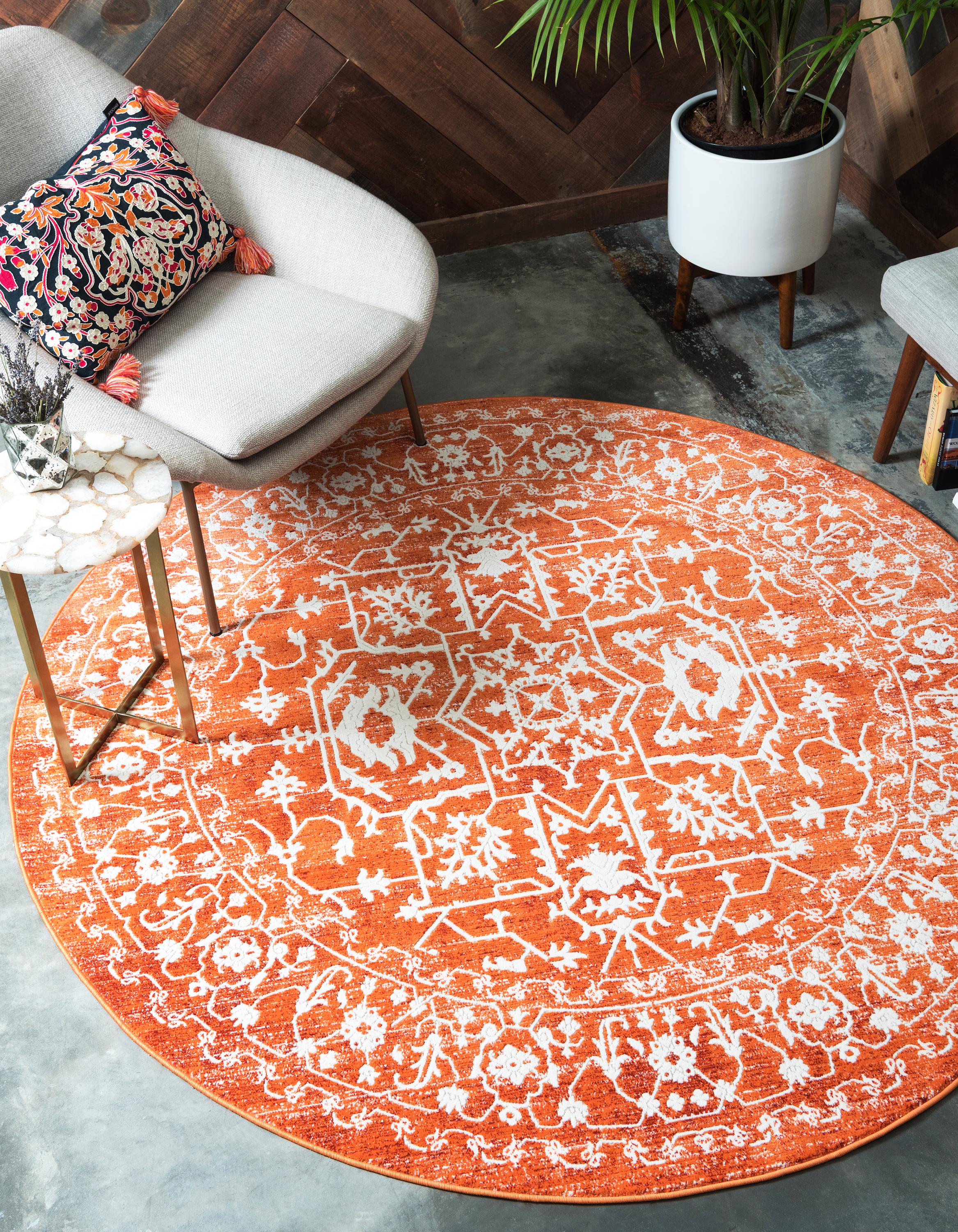 Terracotta 8' x 8' New Vintage Round Rug eSaleRugs