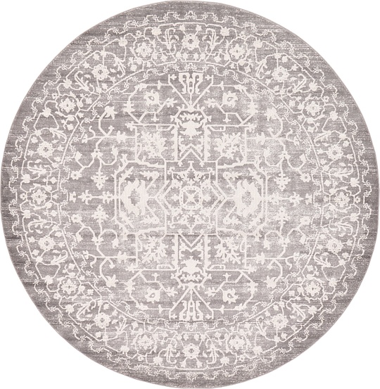 Light Gray 8' x 8' New Vintage Round Rug Area Rugs eSaleRugs