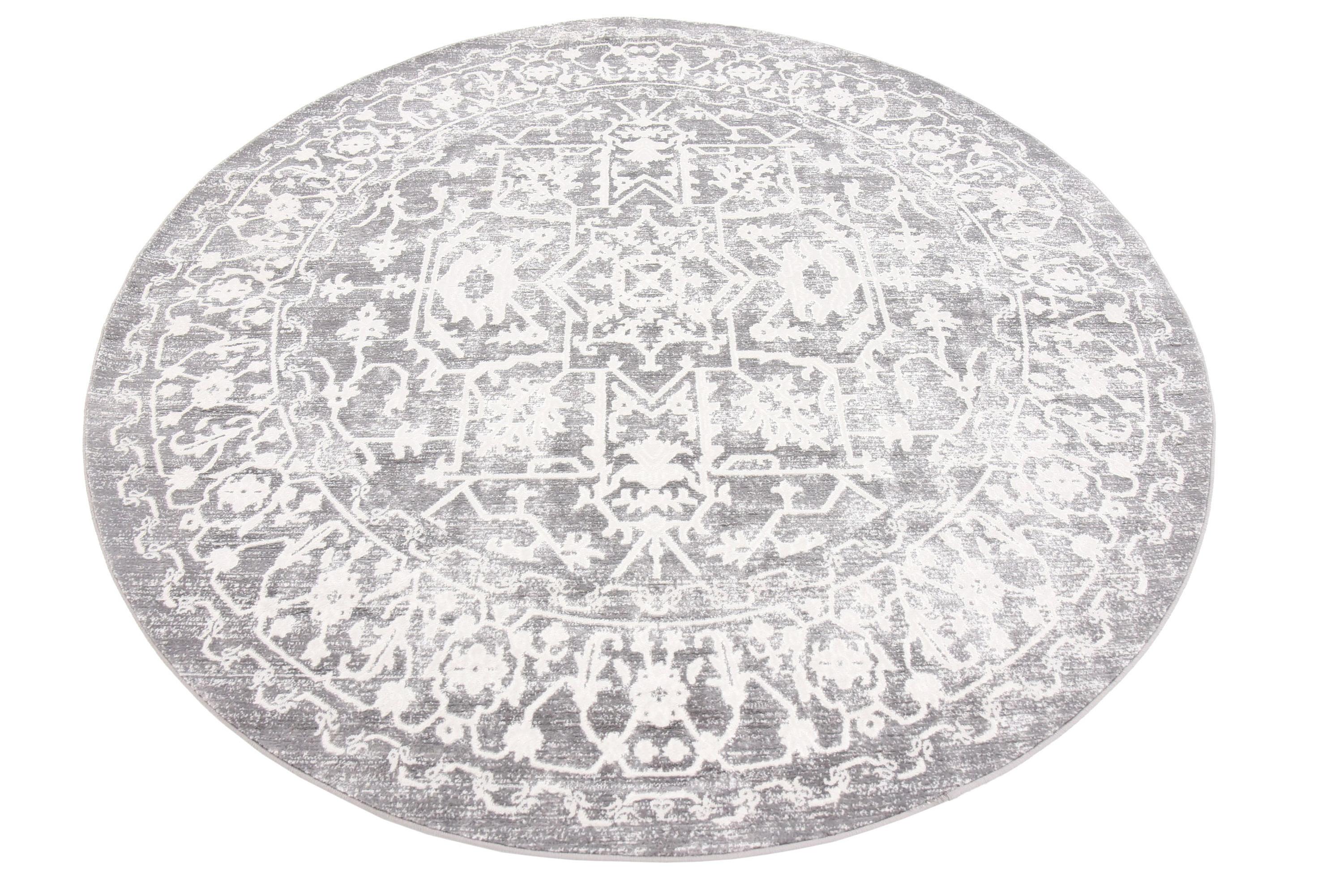 Light Gray 6' x 6' New Vintage Round Rug eSaleRugs