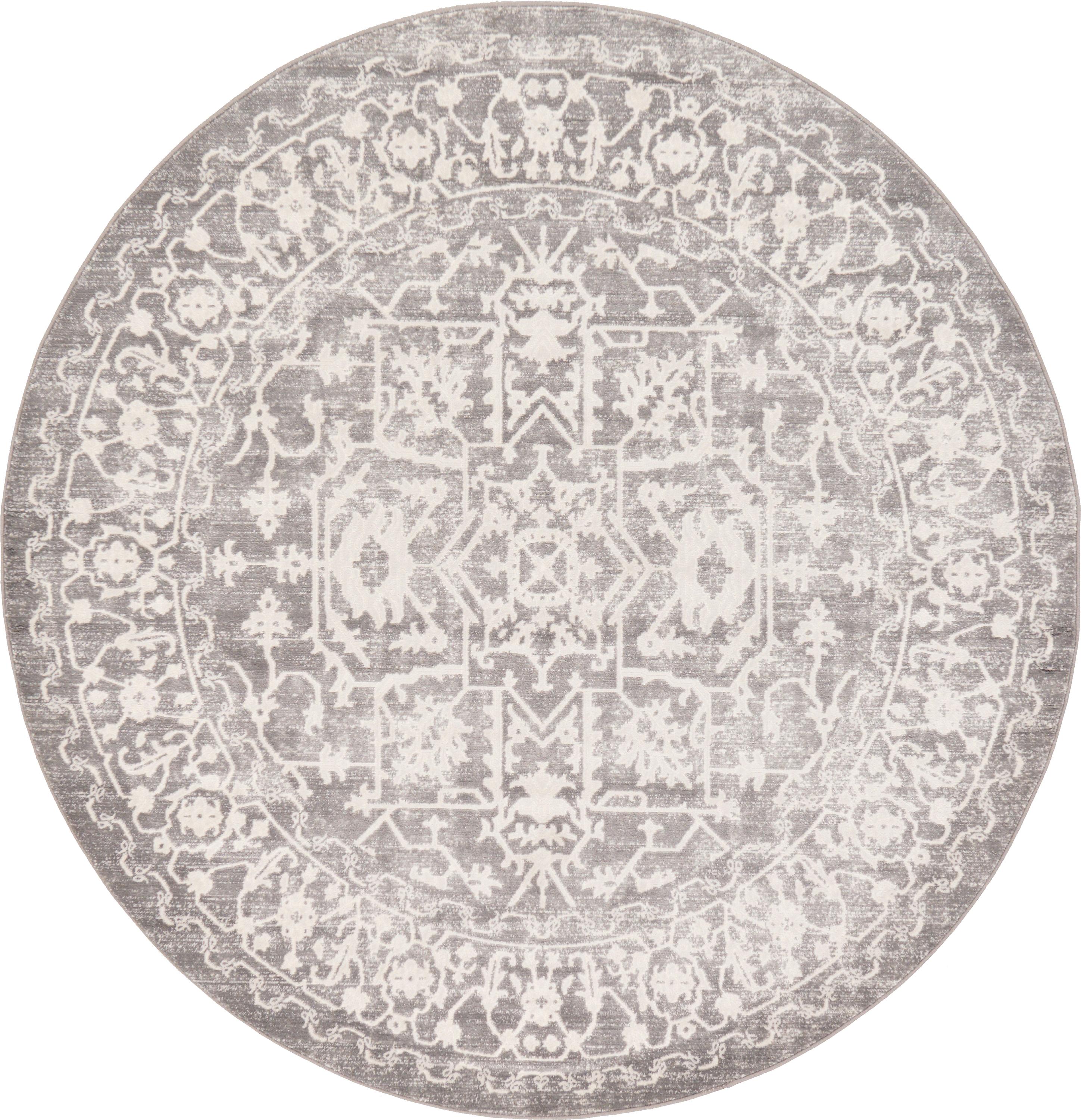 Light Gray 6' x 6' New Vintage Round Rug eSaleRugs