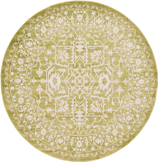 Light Green 6' x 6' New Vintage Round Rug Area Rugs eSaleRugs