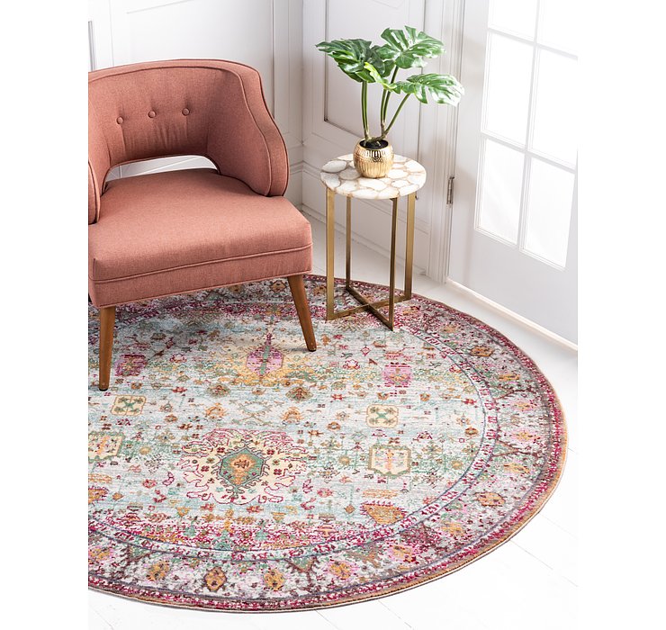 6' x 6' Aqua Round Rug