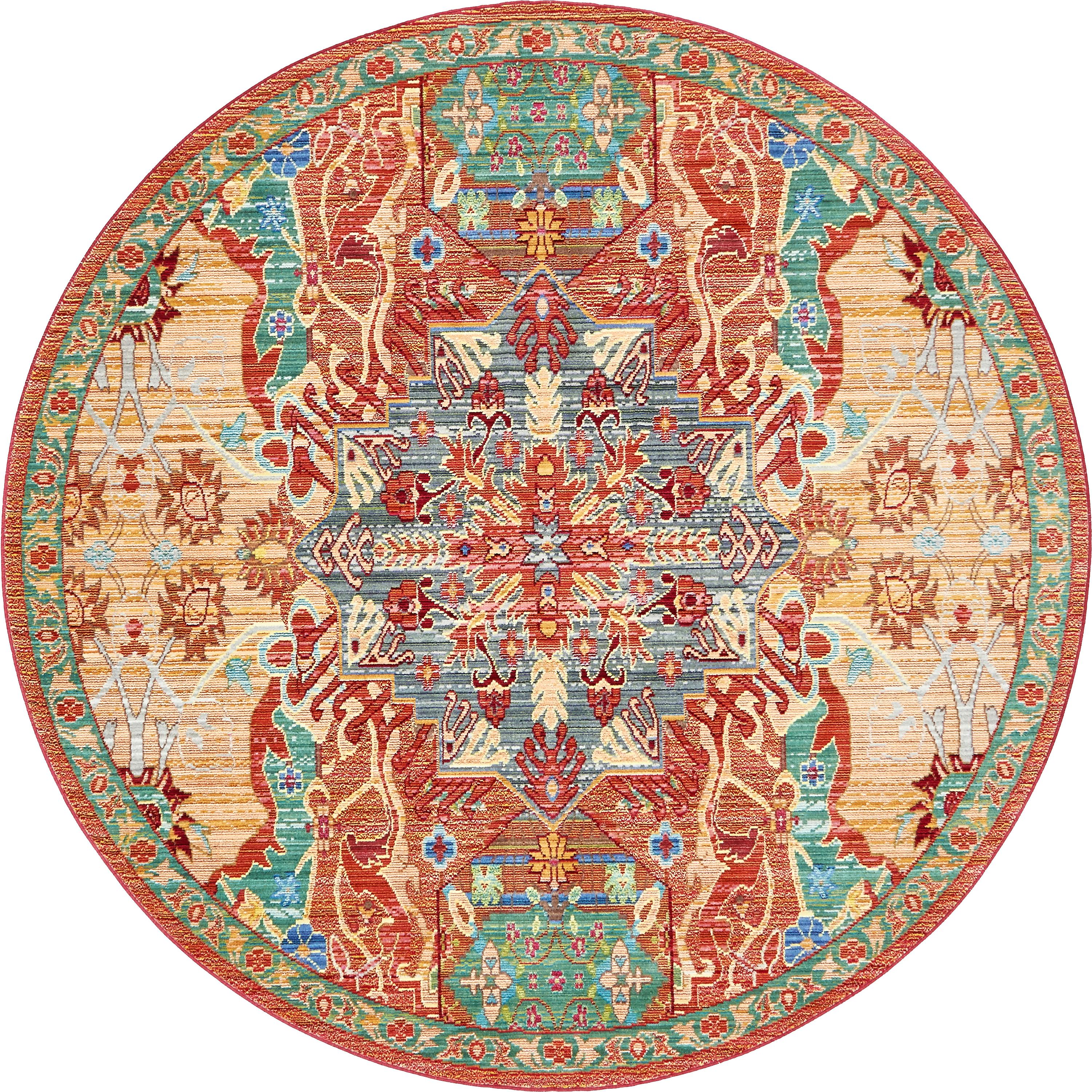 Peach 6' x 6' Aqua Round Rug eSaleRugs