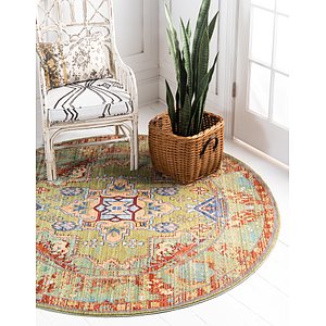 6' x 6' Aqua Round Rug