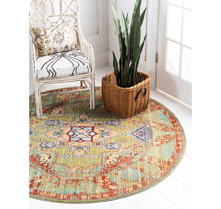 6' x 6' Aqua Round Rug