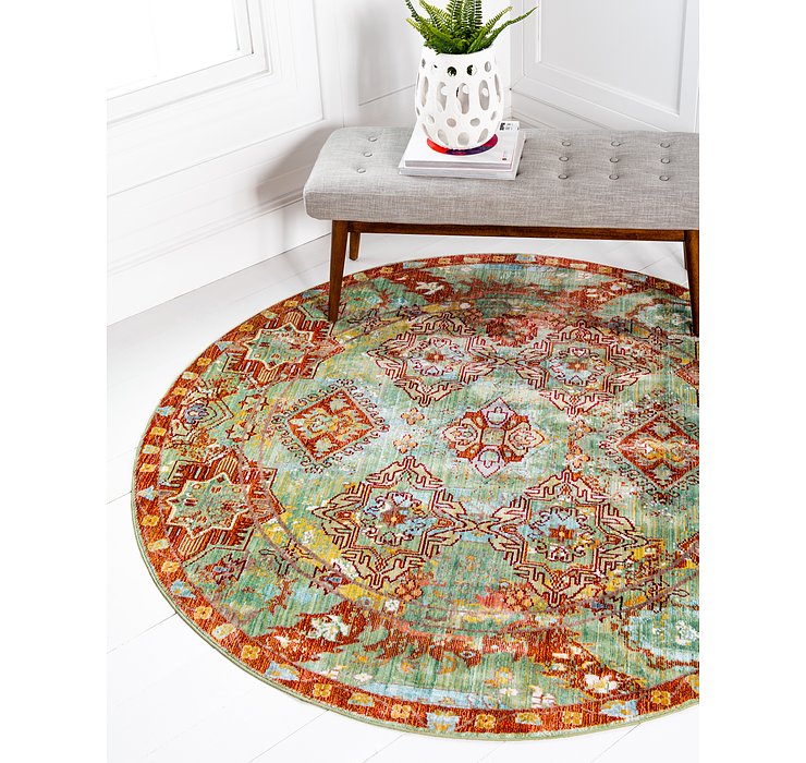183cm x 183cm Aqua Round Rug