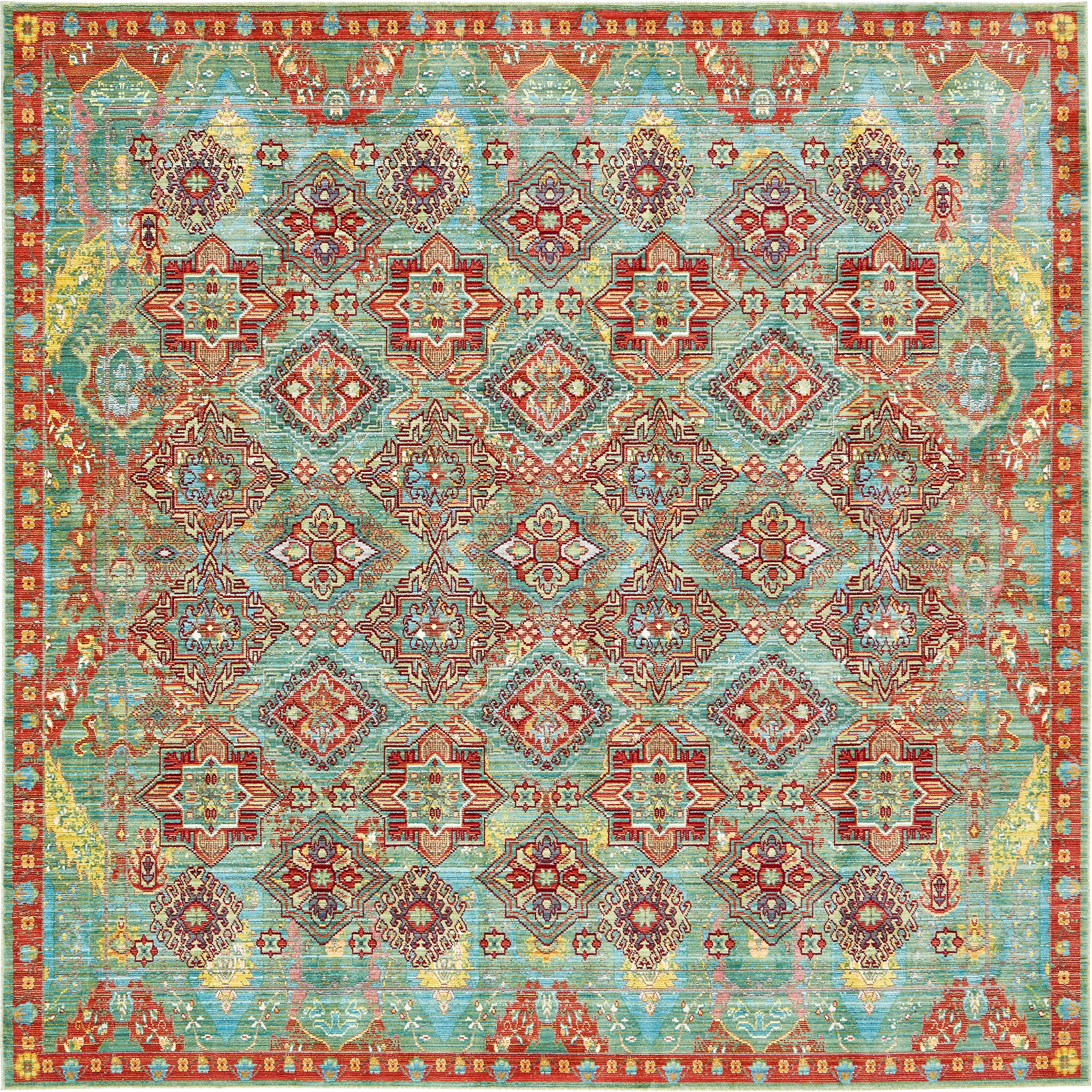 Green 8' x 8' Aqua Square Rug eSaleRugs