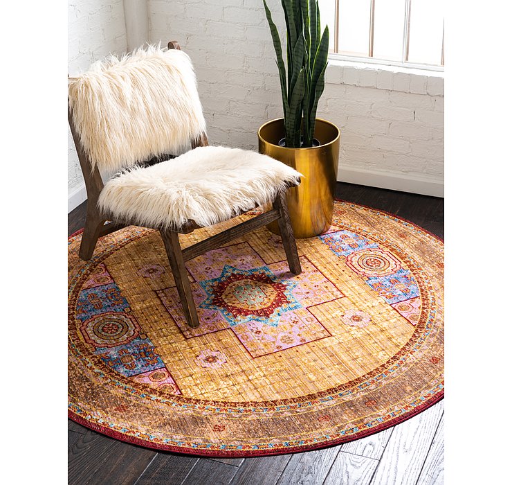 6' x 6' Aqua Round Rug
