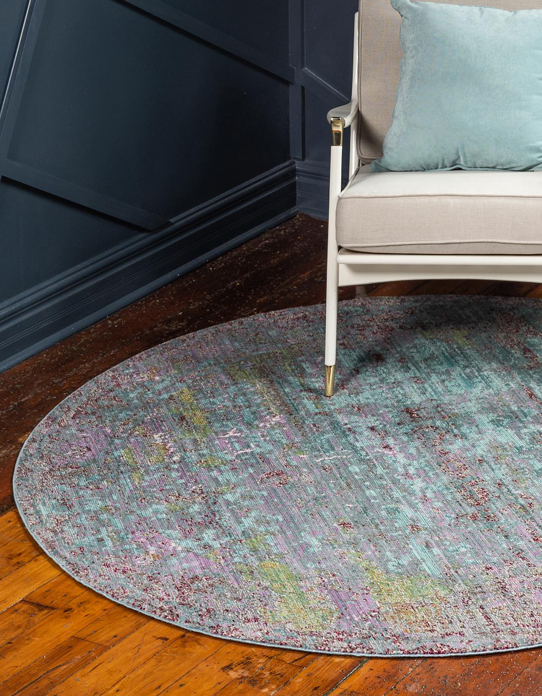 Blue 6' x 6' Aqua Round Rug Area Rugs eSaleRugs
