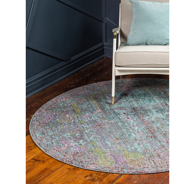 6' x 6' Aqua Round Rug