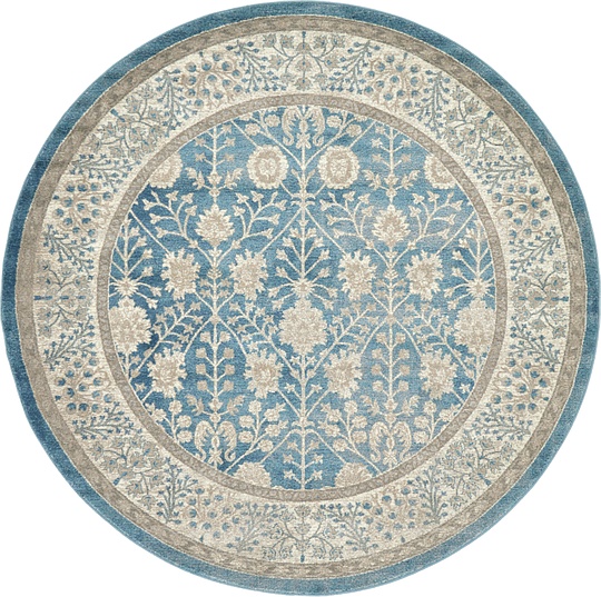 Light Blue 220cm x 220cm Vienna Round Rug Area Rugs AU Rugs
