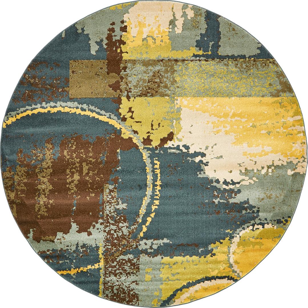 Dark Blue 8' x 8' Melange Round Rug Area Rugs eSaleRugs