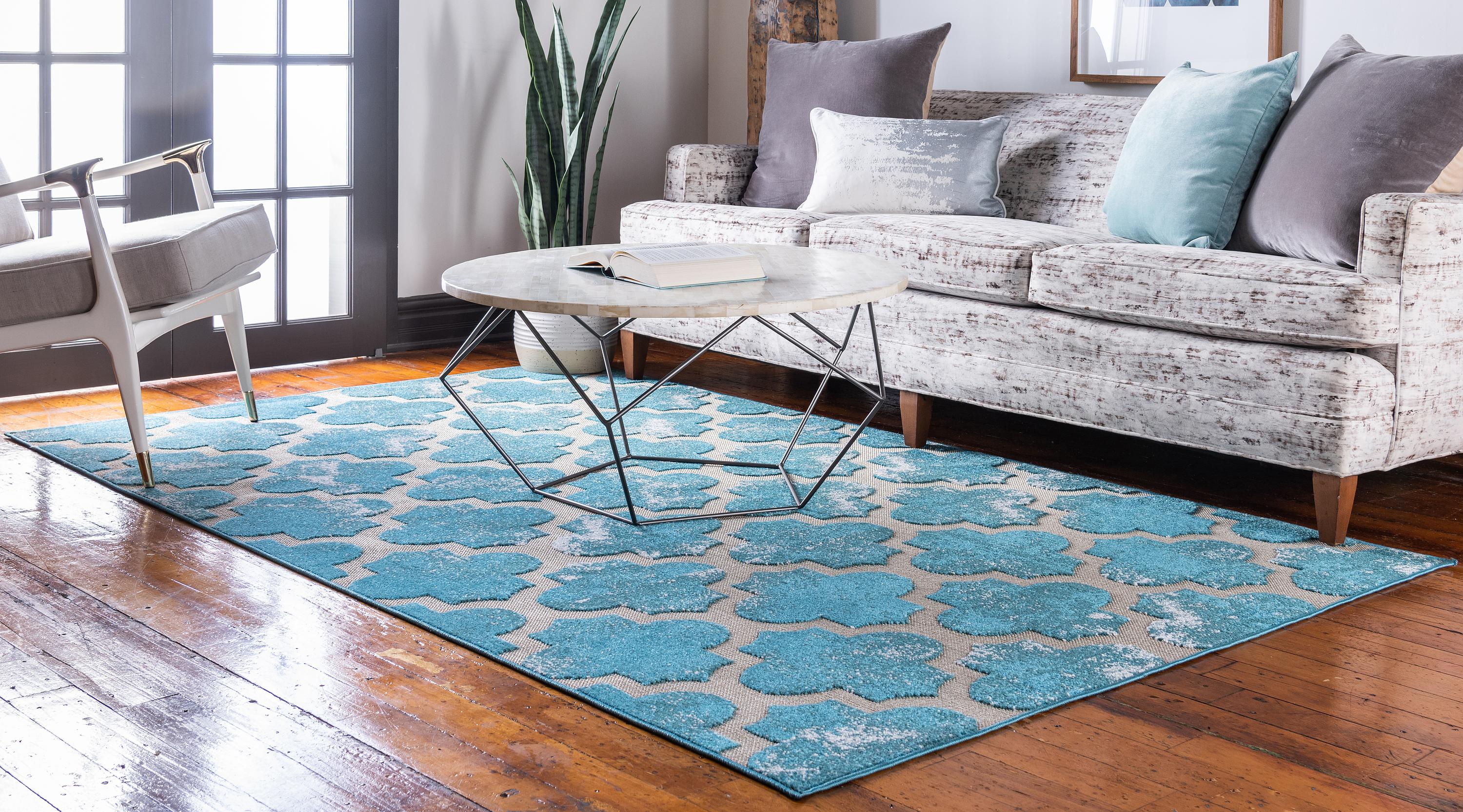 Turquoise 9' x 12' Outdoor Trellis Rug eSaleRugs