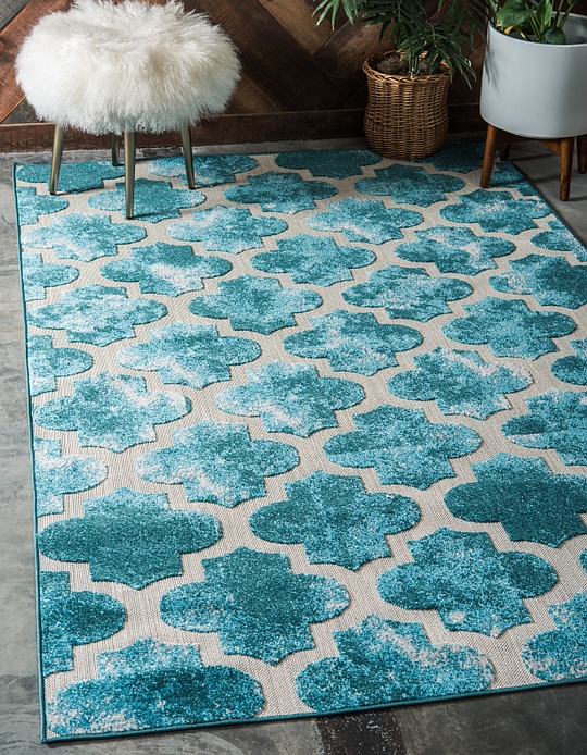 Turquoise 8' x 10' Outdoor Trellis Rug Area Rugs Rugs.ca