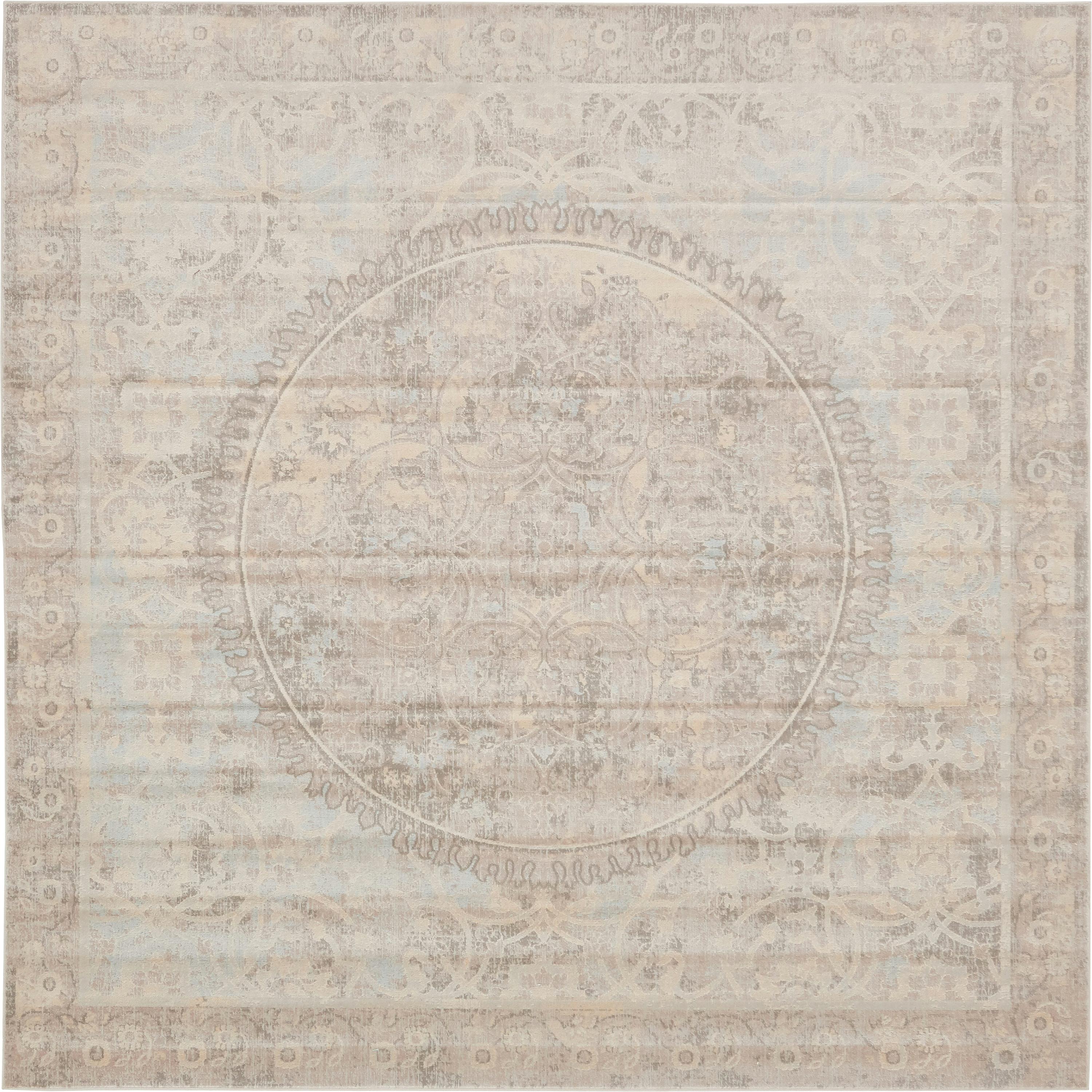 Beige 8' x 8' Restoration Square Rug iRugs UK