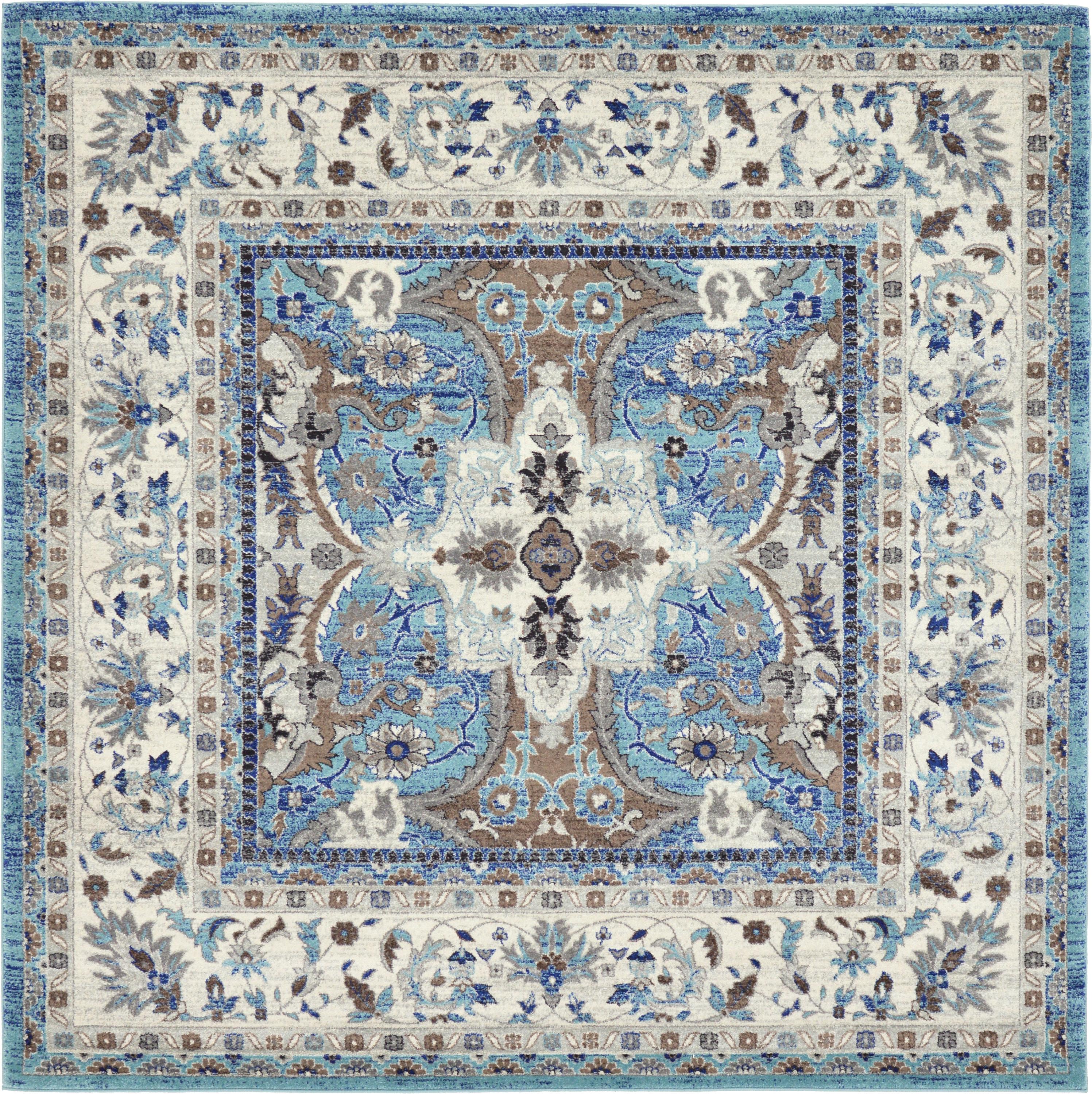 Light Blue 8' 4 x 8' 4 Heritage Square Rug eSaleRugs