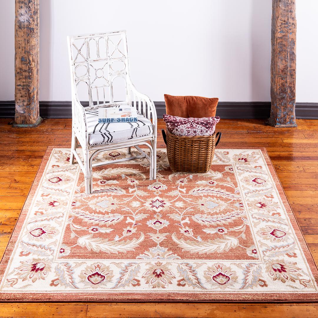 Brick Red 4' x 4' Classic Agra Square Rug Area Rugs eSaleRugs