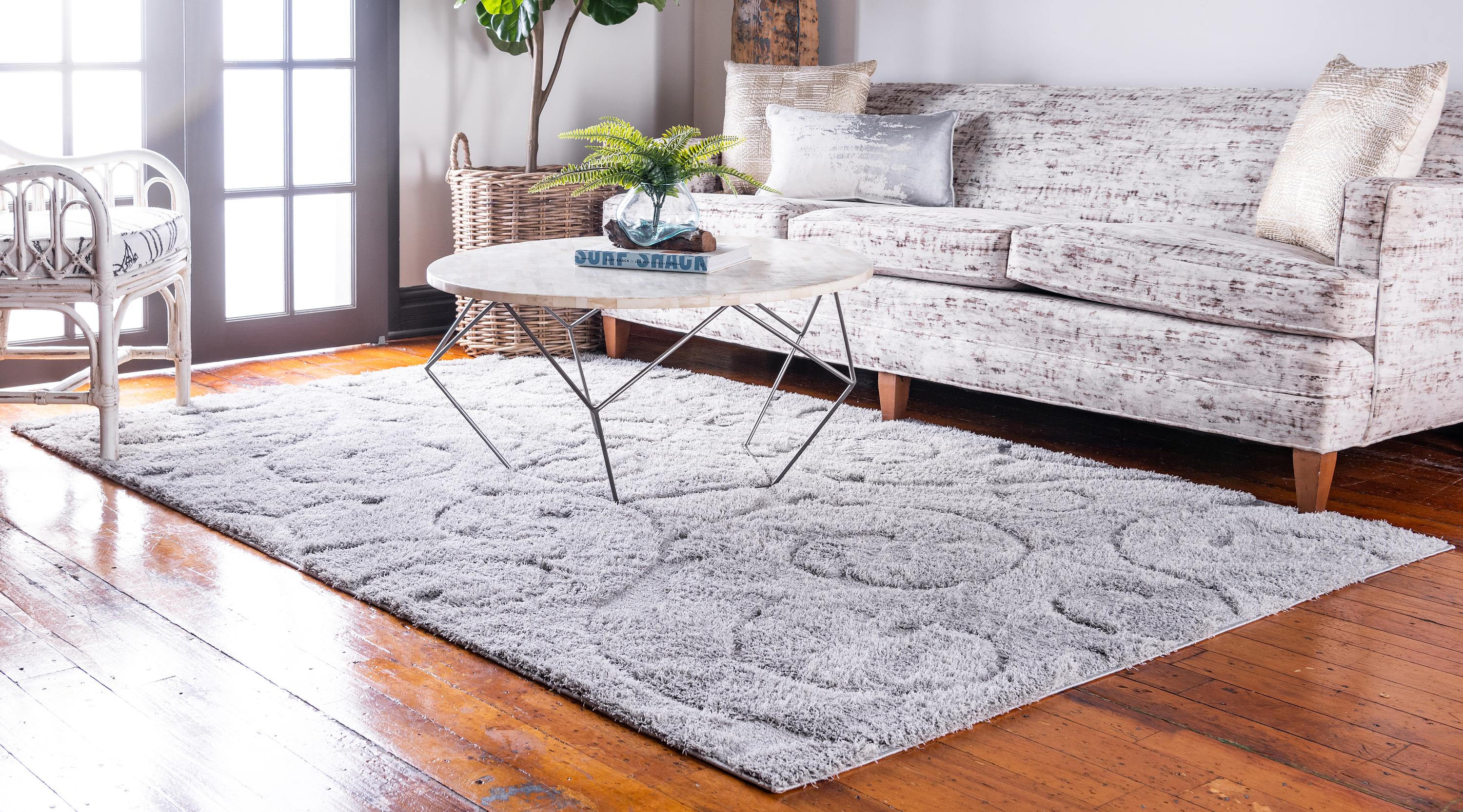 Gray 8' x 10' Floral Shag Rug eSaleRugs