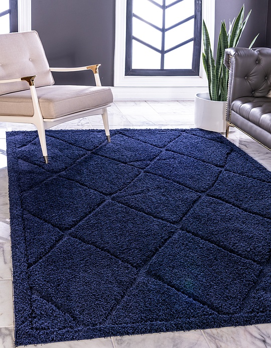 Navy Blue 8' x 10' Trellis Shag Rug Area Rugs eSaleRugs
