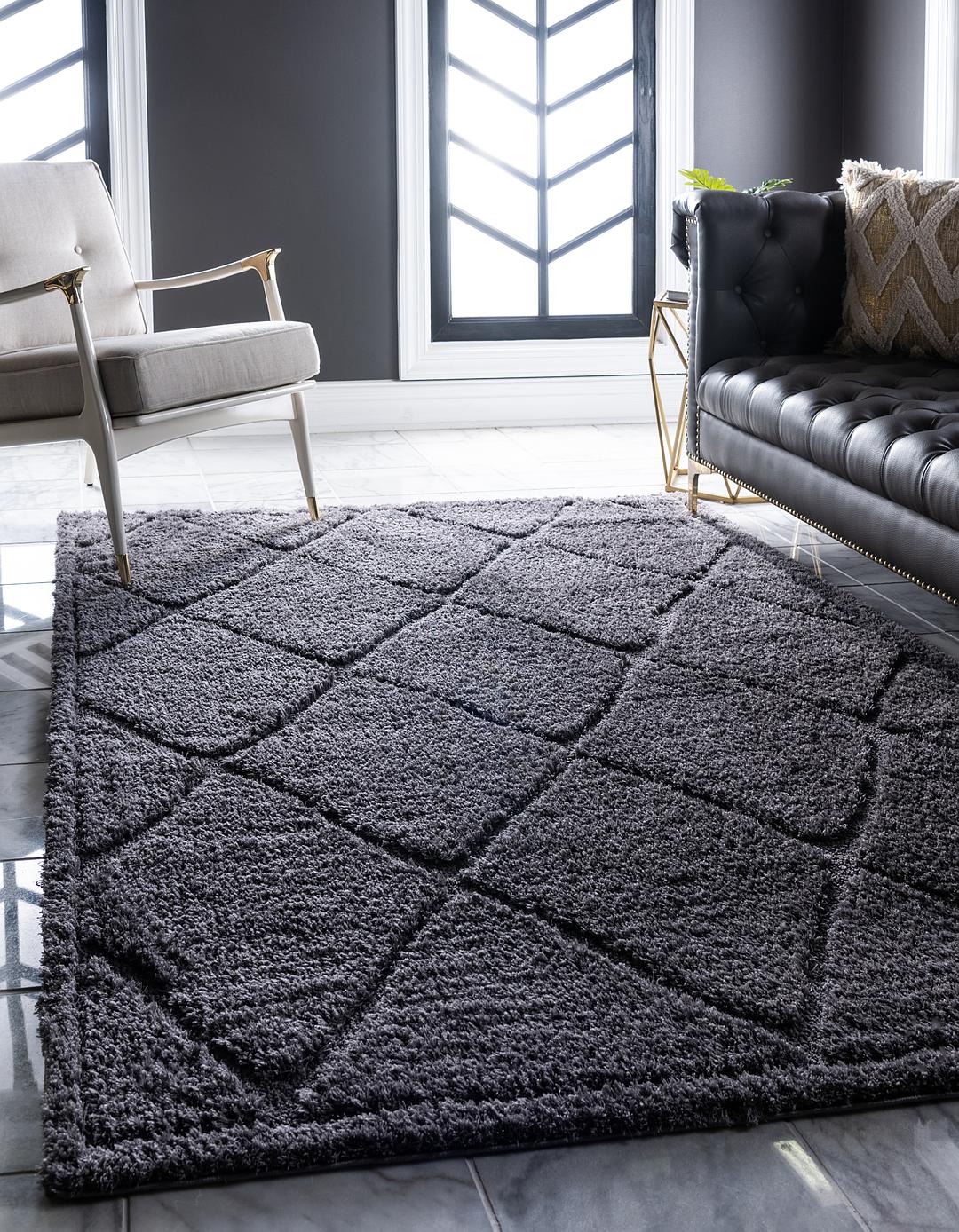 Dark Gray 8' x 10' Trellis Shag Rug Area Rugs eSaleRugs