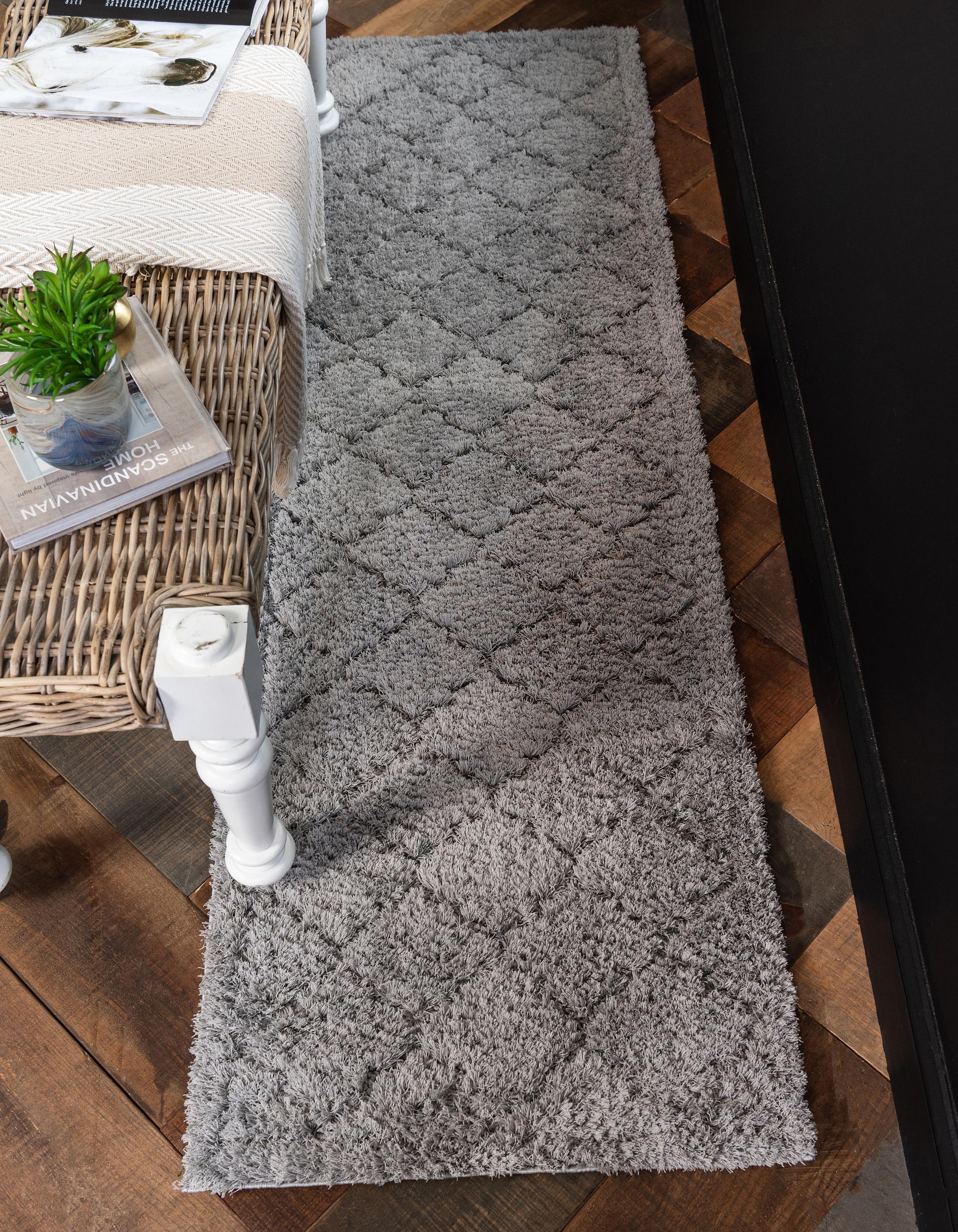 Gray 2' 7 x 10' Trellis Shag Runner Rug eSaleRugs