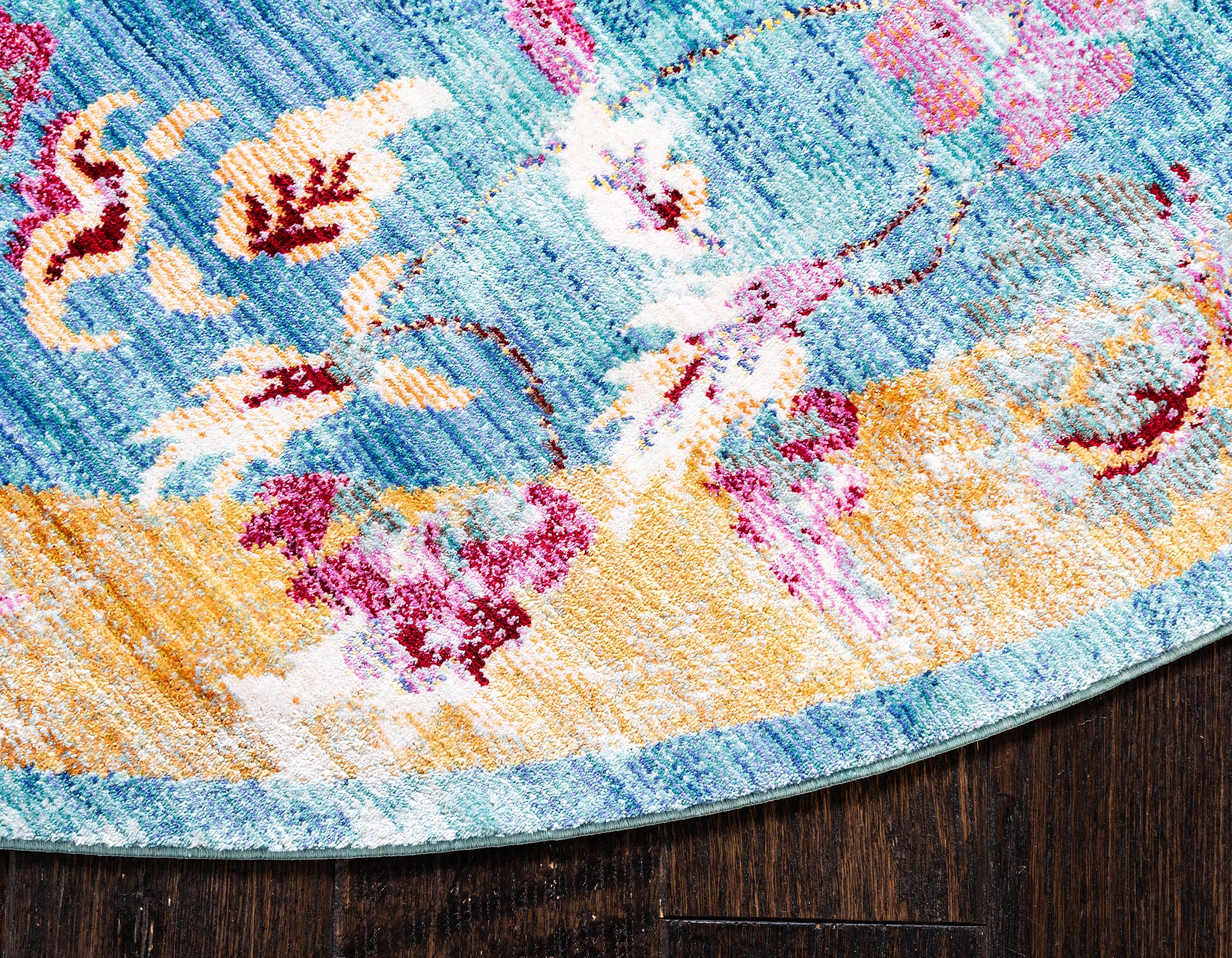 Blue 6' x 6' Aqua Round Rug eSaleRugs