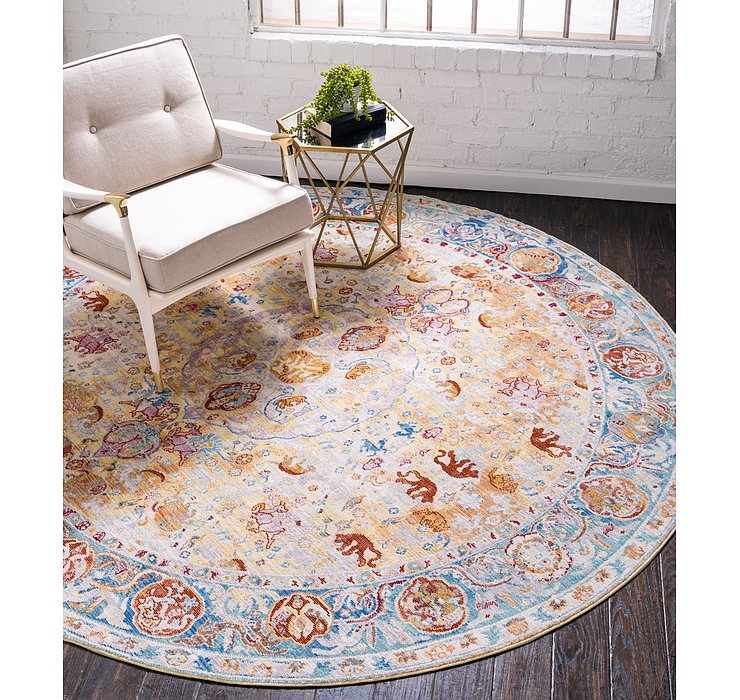 8' x 8' Aqua Round Rug